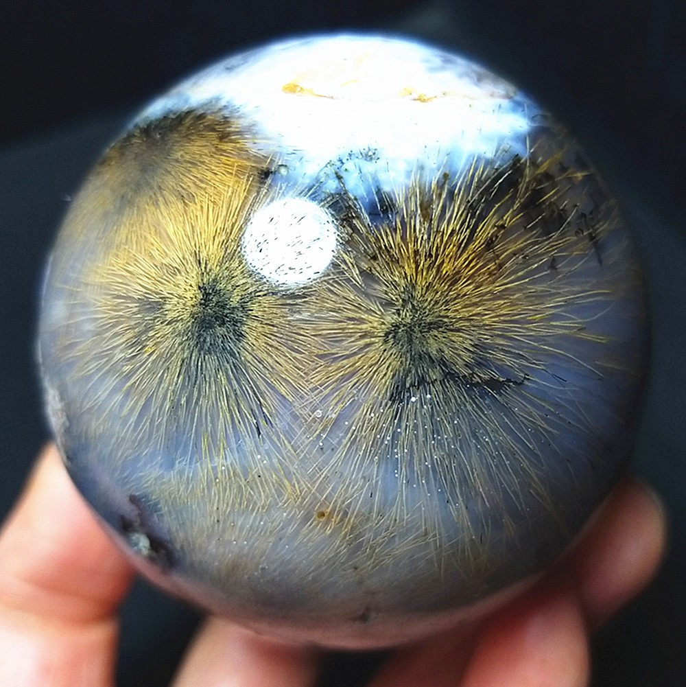 RARE 297.5g Natural Golden Hair Rutilated Agate Crystal Sphere Healing A4888