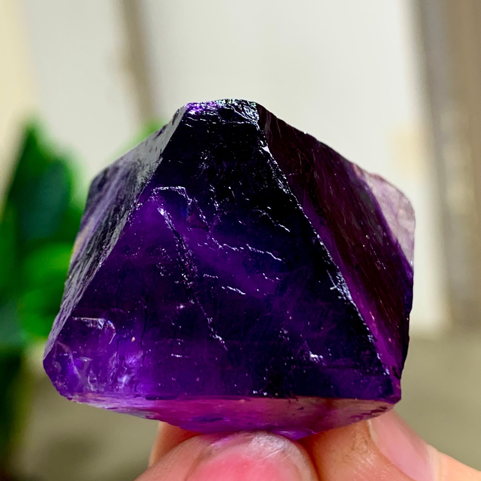 36G Natural purple fluorite octahedron quartz crystal healing