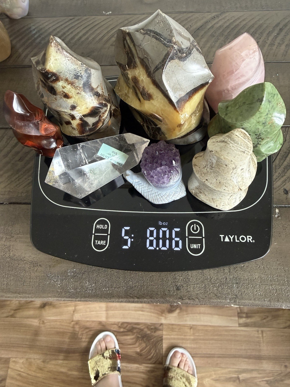 Large Crystal Lot Quartz Point Amethyst Jasper Flames Mixed Stones Display