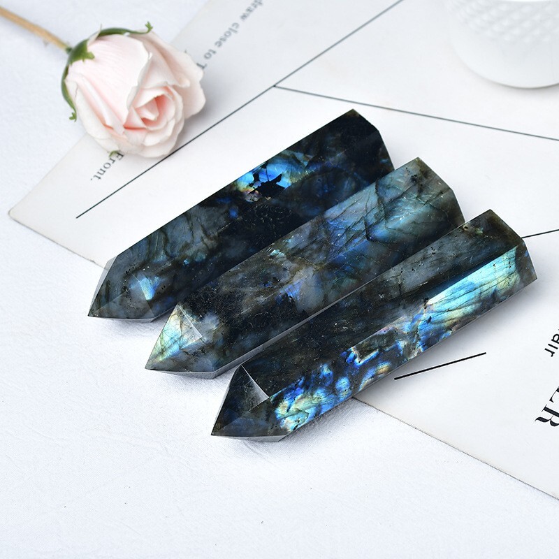 3.15″-3.54″ Natural Labradorite Crystal Tower Healing Crystal Obelisk Reiki Gift