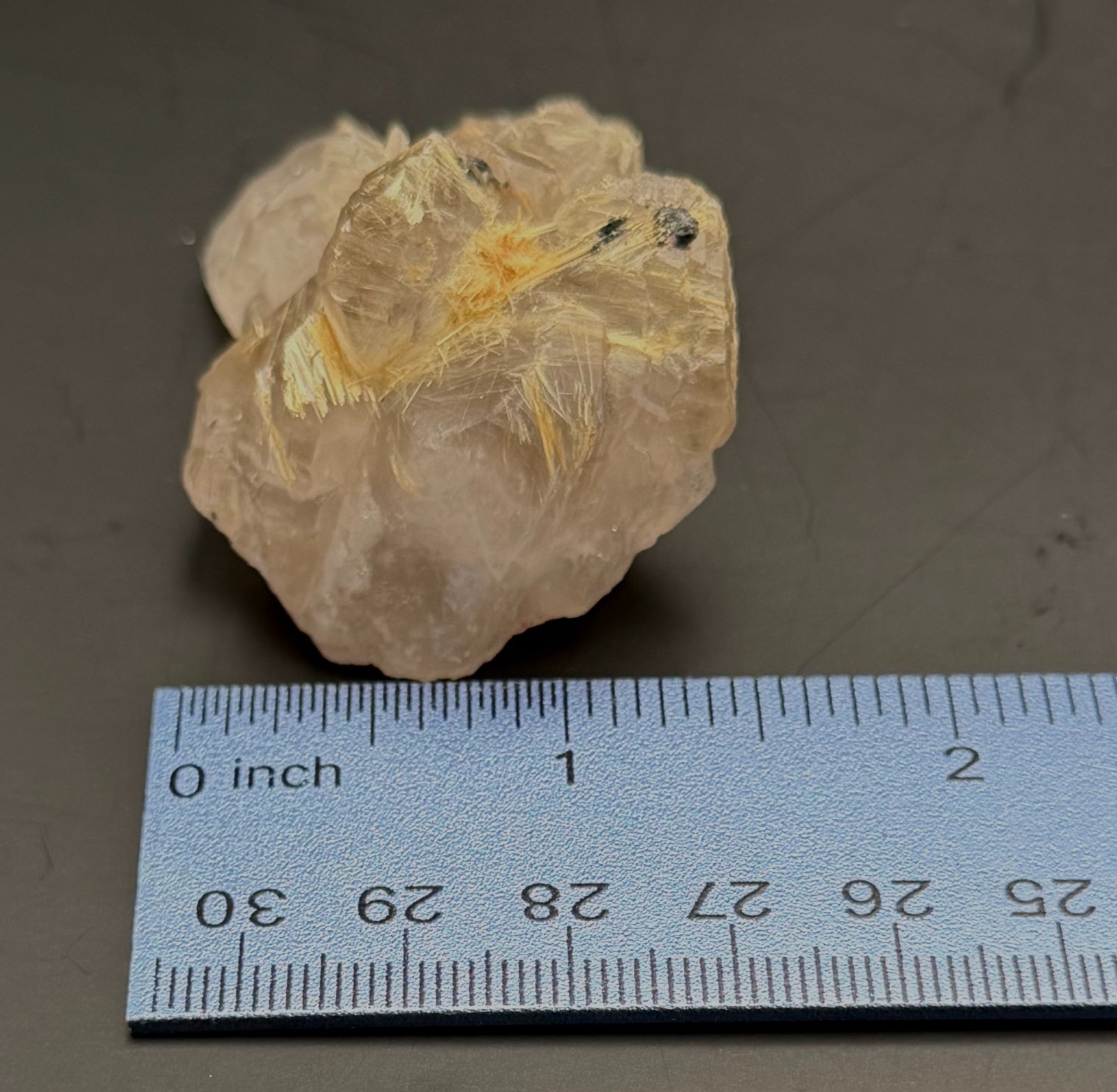 Golden Rutilated Quartz Cluster with Both Internal and External Rutile Sprays