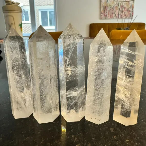 Natural Clear Quartz Crystal Tower Reiki Obelisk Wand Healing Home Decor Gifts