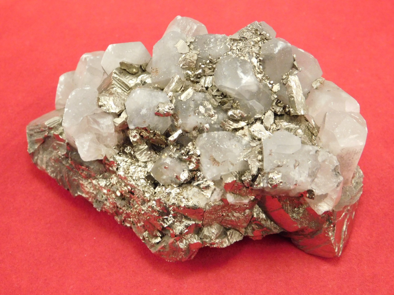 Larger! FLUORESCENT Calcite CRYSTAL Cluster with PYRITE Peru 376gr