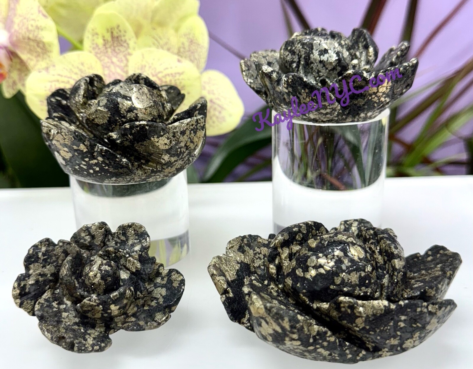 Wholesale Lot 4-5 Pcs Natural Black Pyrite Flowers Crystal Healing Energy