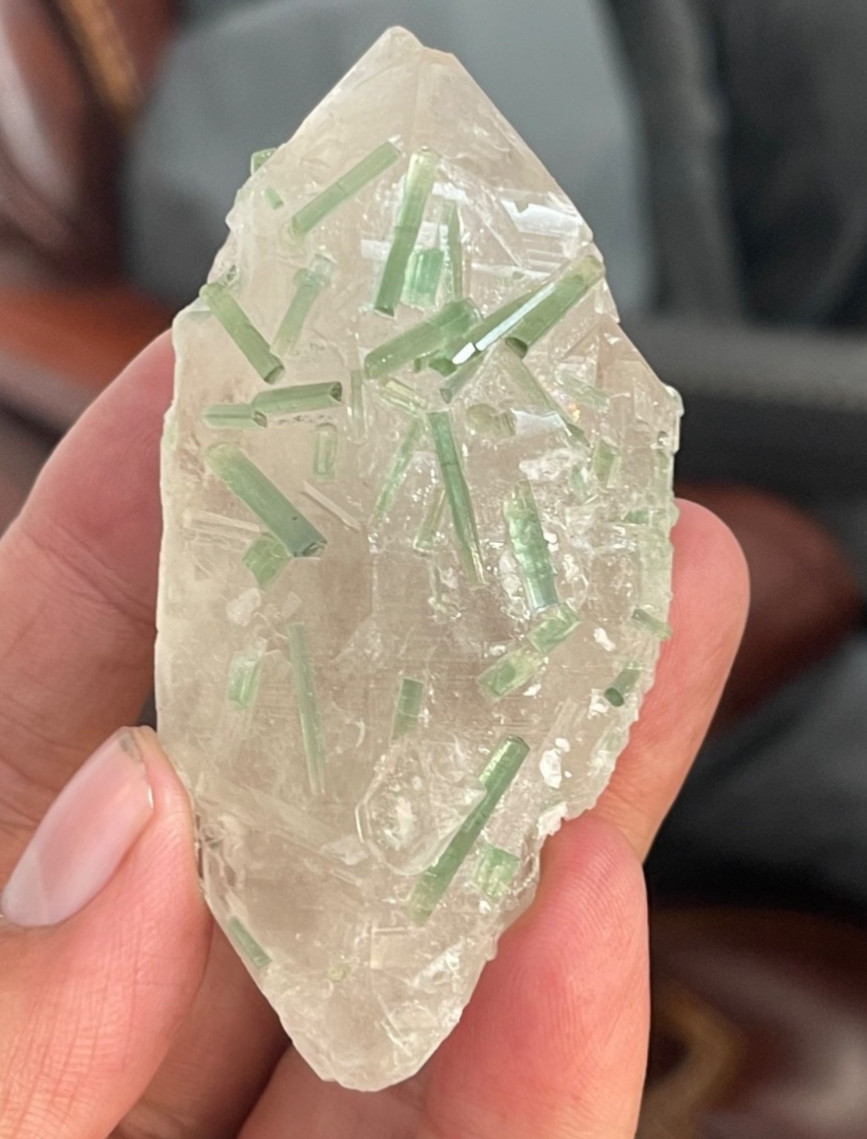 76 grams TOURMALINE CRYSTALS ON QUARTZ FROM AFGHANISTAN