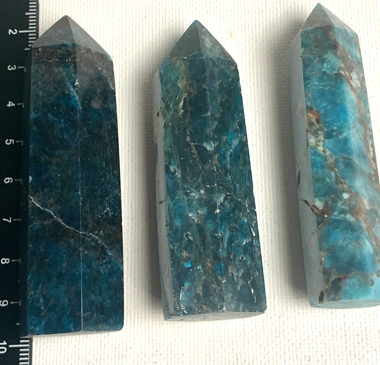 BLUE APATITE HUGE OBELISK TOWERS FROM 7CM TO 8CM HIGH