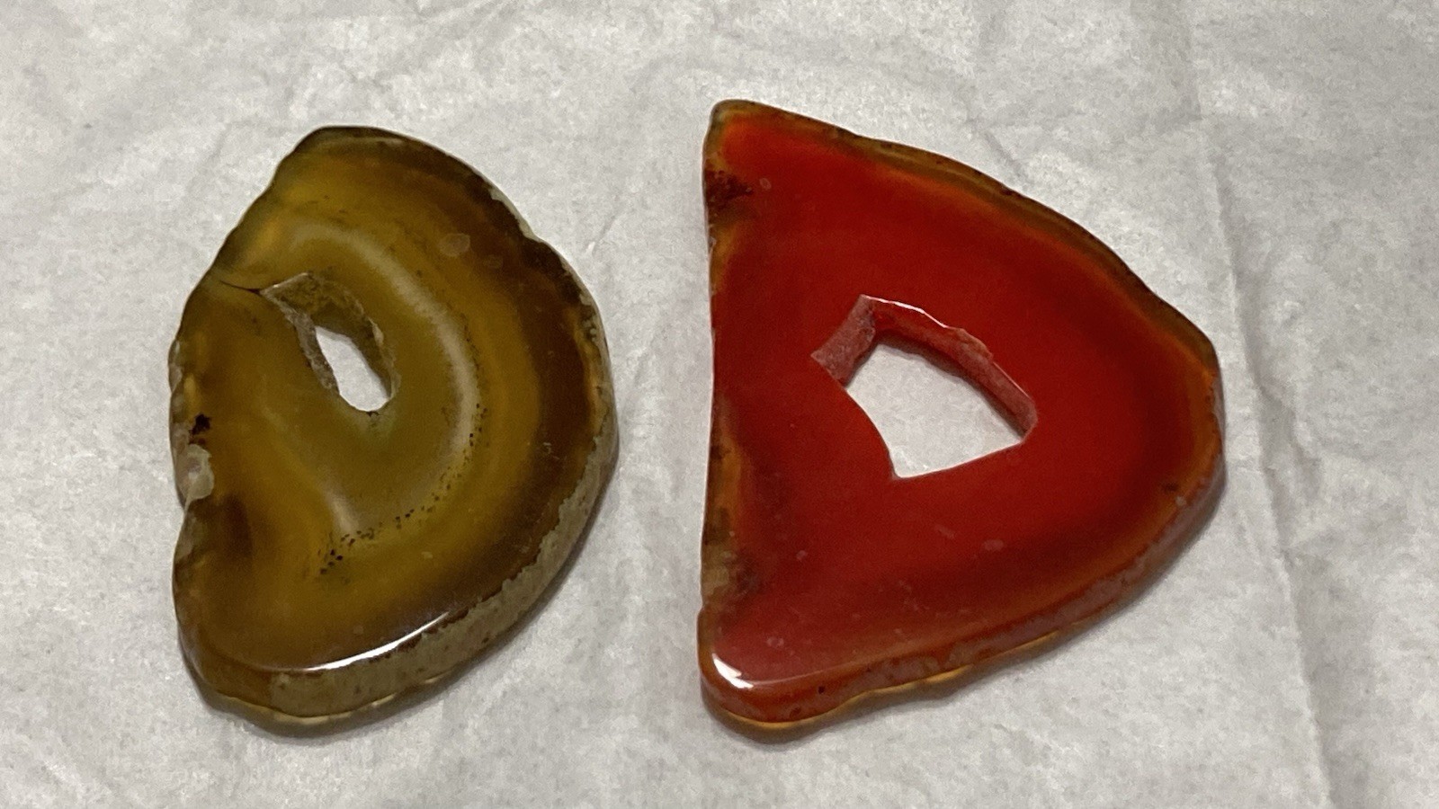 Set Of 2 Cut Red Yelw Agate Crystal Geode Druzy Slice Solar Quartz Stone 27G 26G