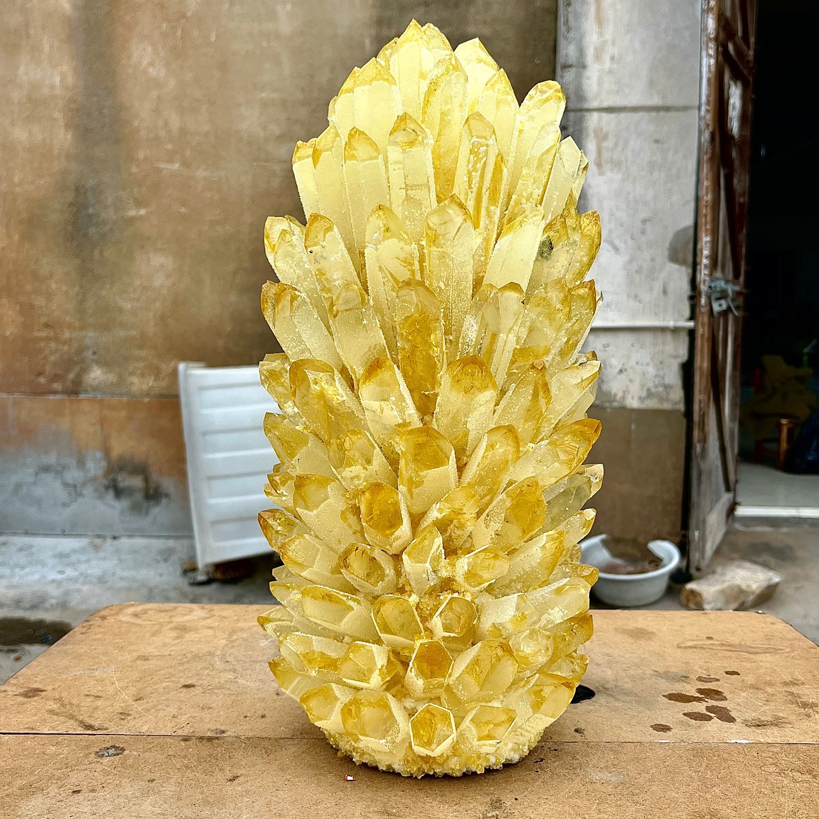 29.48LB Yellow Ghost Phantom Crystal Cluster Flower Raw Crystal Heal Quartz Deco