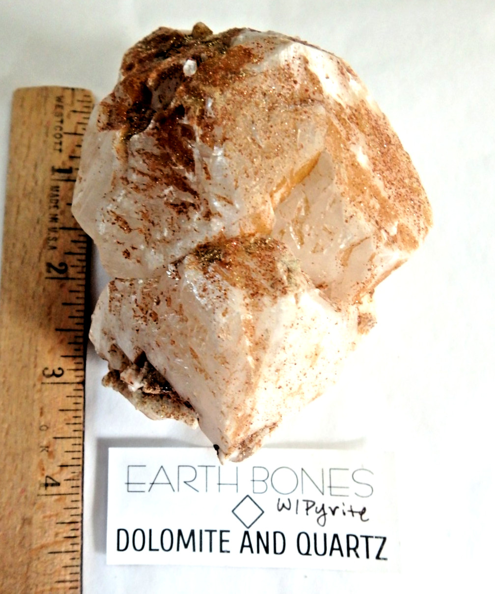 Crystal 🤎 Dolomite & Quartz with Pyrite $36 🤎 340.3 grams