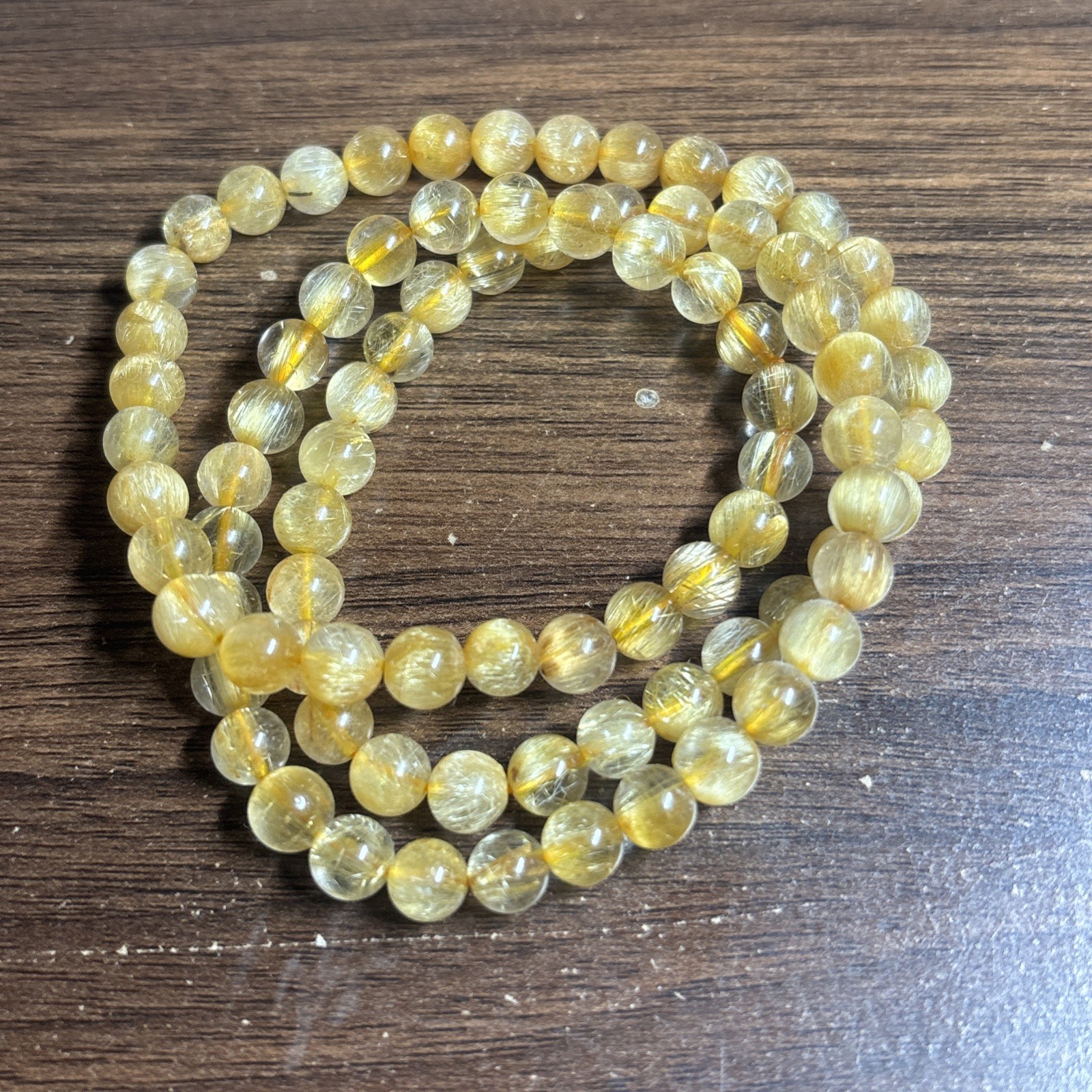 Genuine Natural Gold Rutilated Woman Bracelet Necklace 5mm Wide 25cm Length