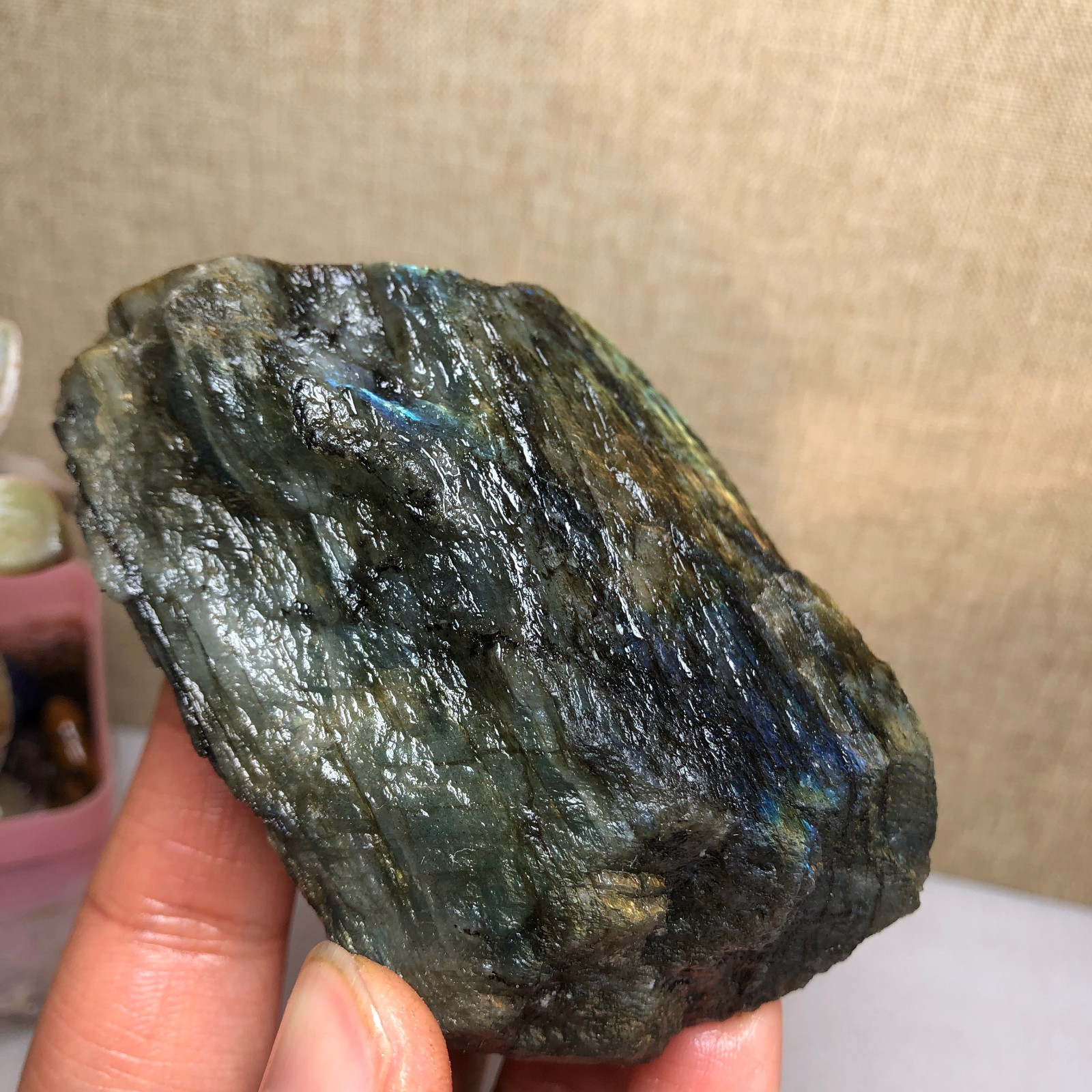 65mm Natural Labradorite Crystal gemstone rough original Specimen 205g A2631