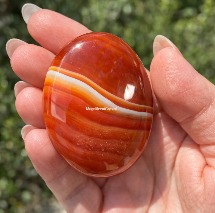 Genuine Carnelian Thumb Worry Stone Red Crystal Healing Spiritual Tool ReikiGift