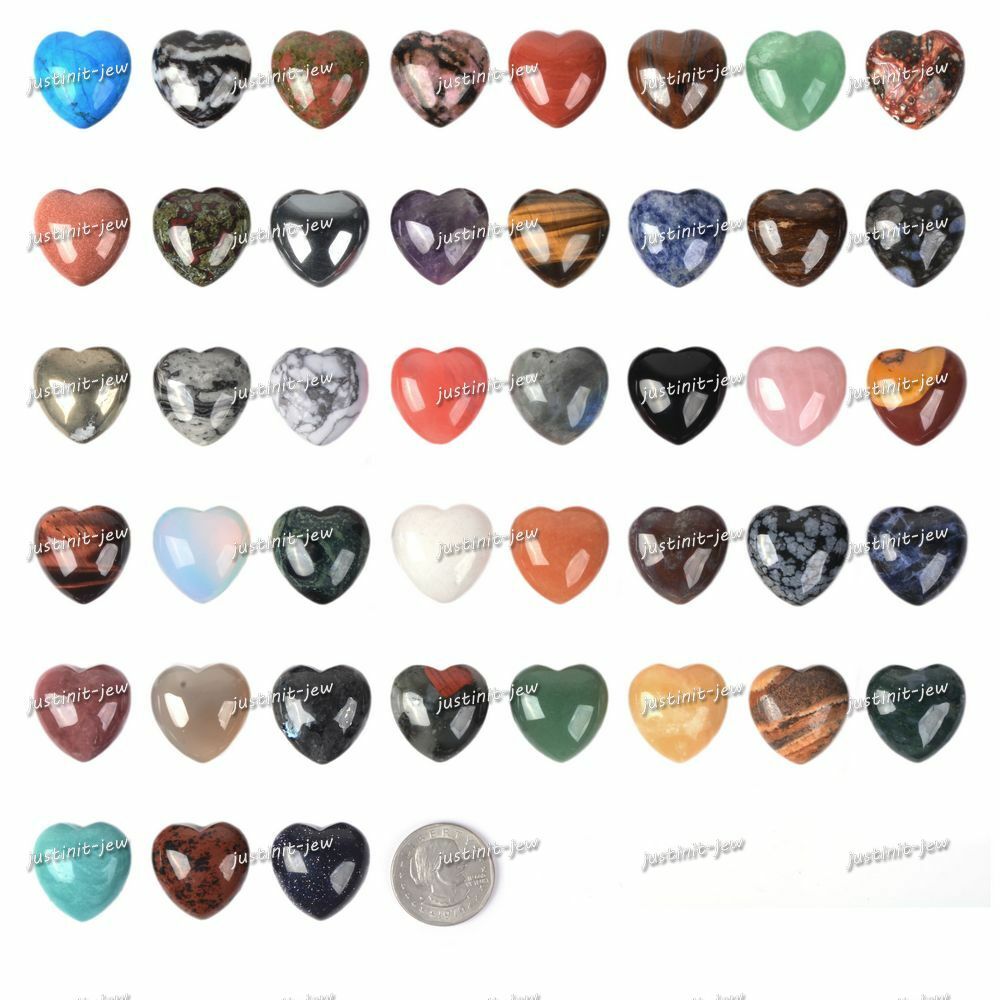 Healing Crystal 25mm Mini Puffy LOVE Heart Gemstone Rocks Pocket Stone 1 Inch