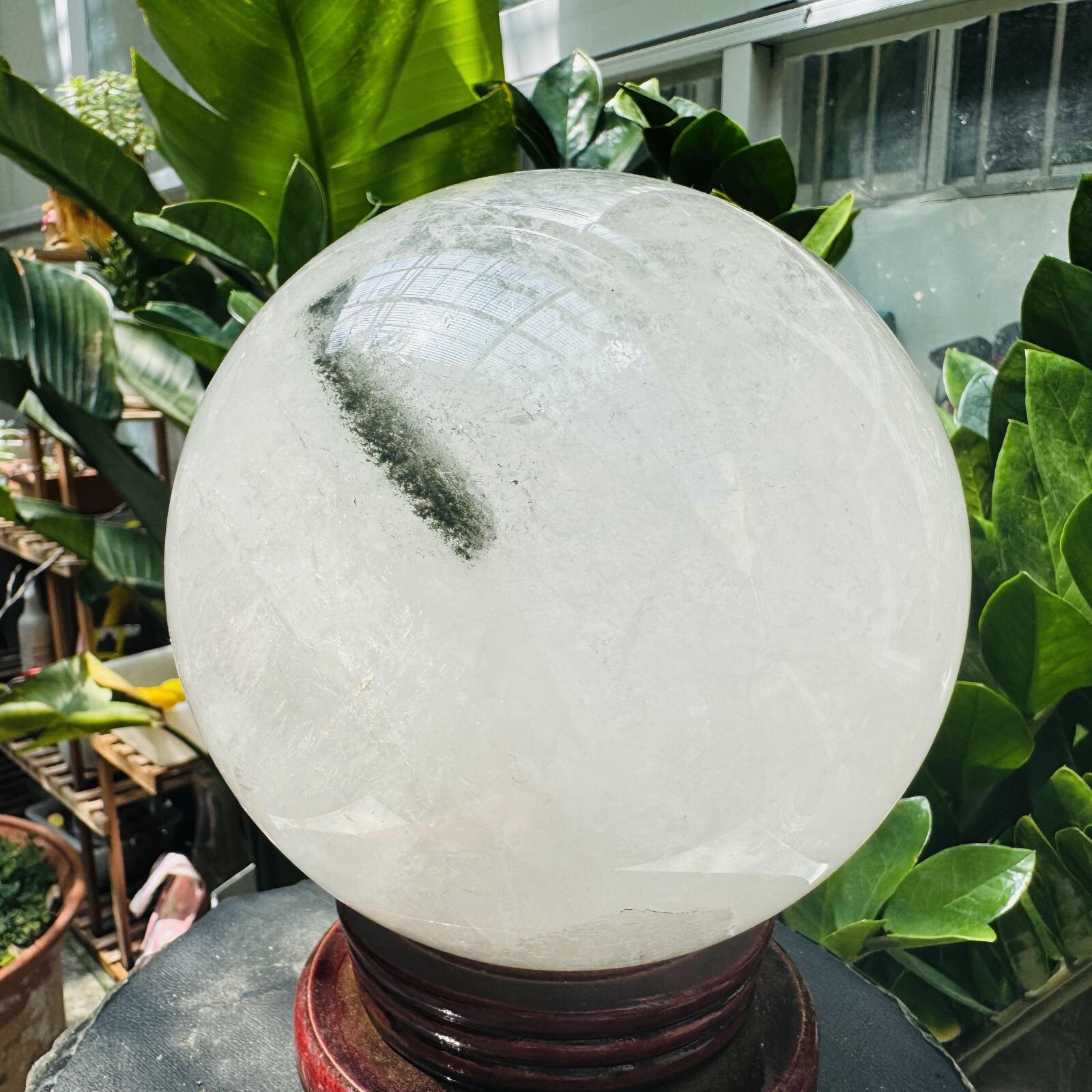 11.52LB Rare Natural Green Ghost phantom quart ball carved crystal sphere reiki