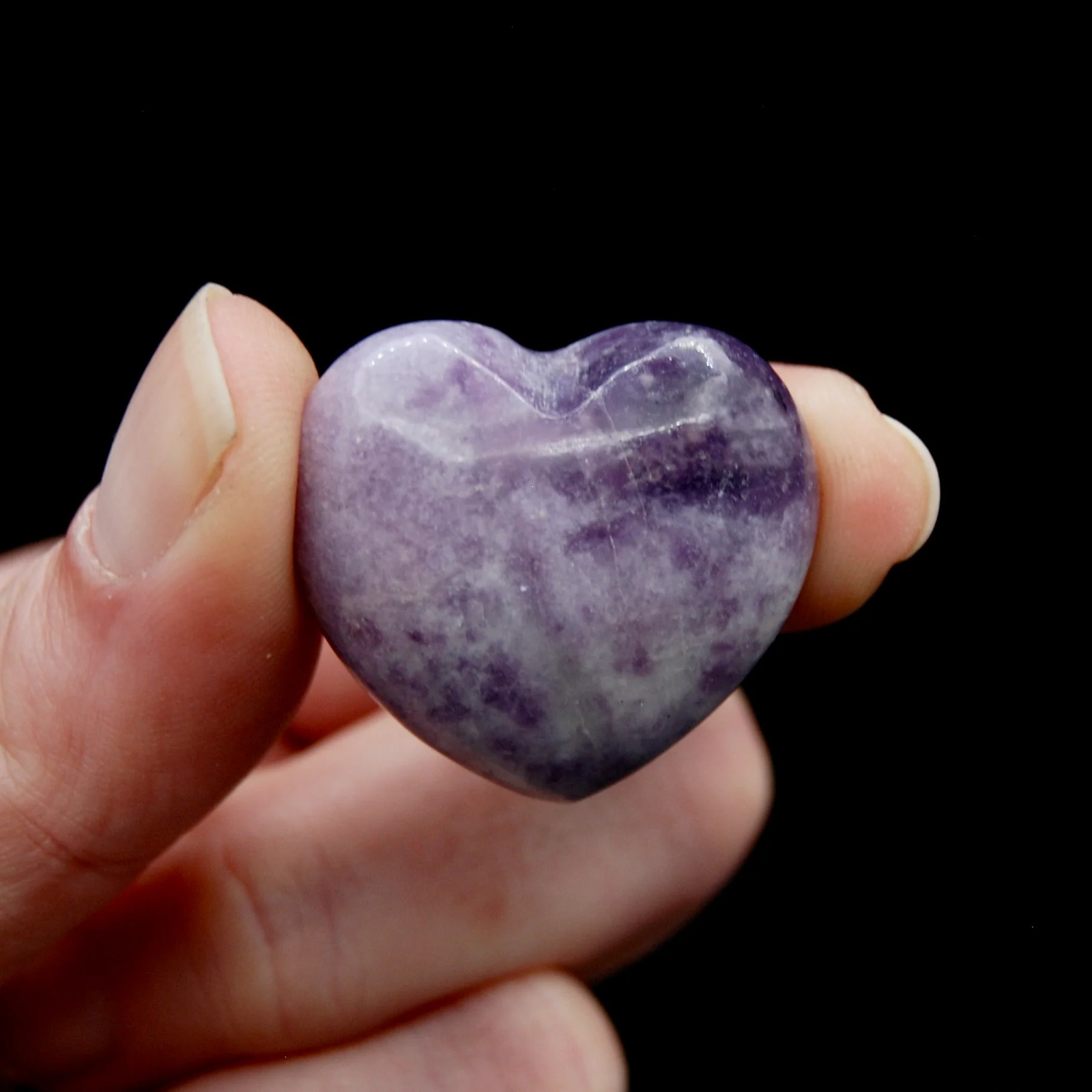ONE 30mm Mini Lepidolite Crystal Heart, Madagascar