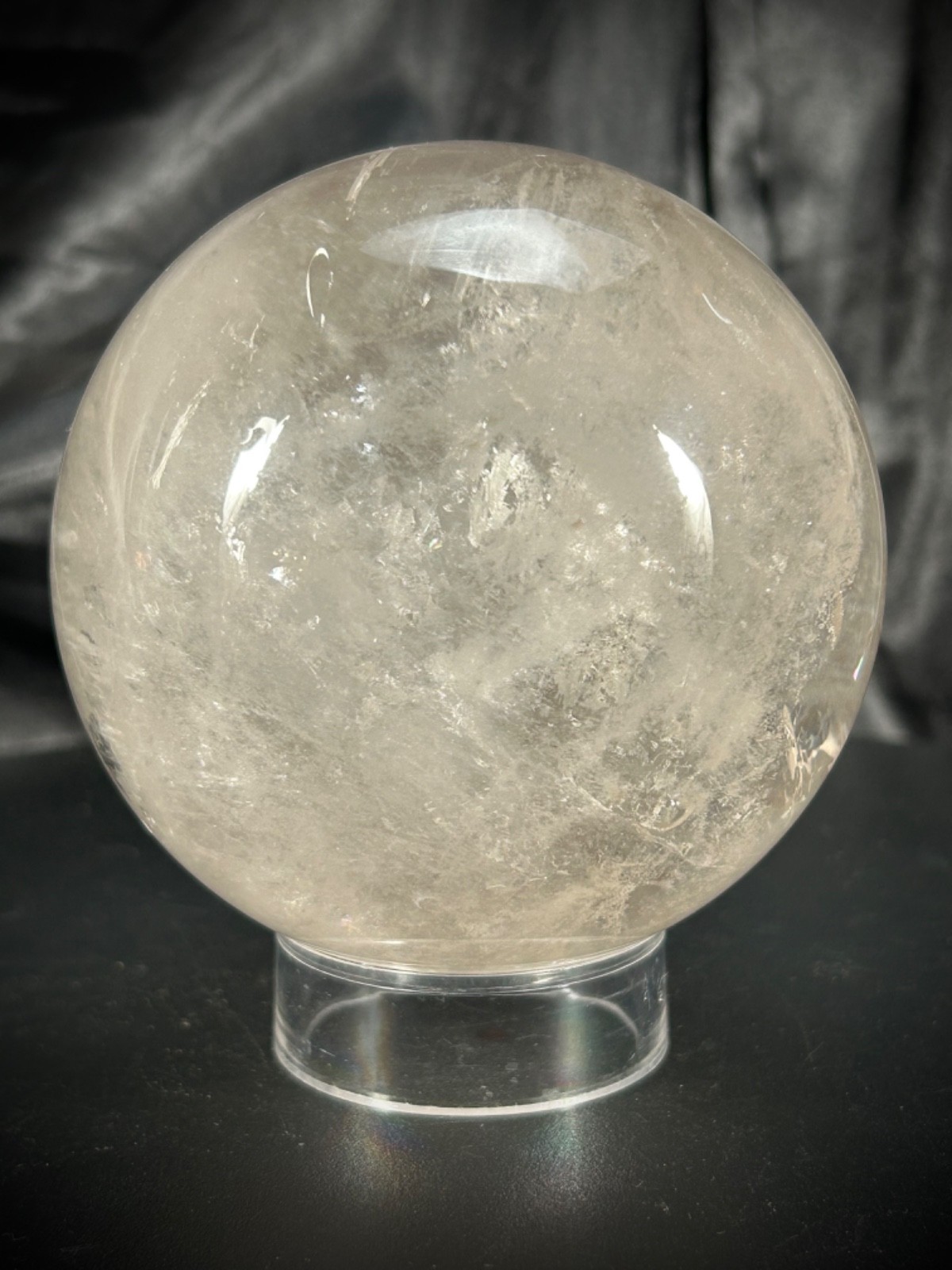 3.5″ Clear Quartz Sphere With Acrylic Stand 2lb 3.2oz (1kg)
