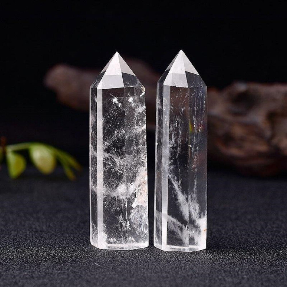 3” Natural Clear Quartz Point Obelisk Crystal Wand Tower Spiritual Decoration