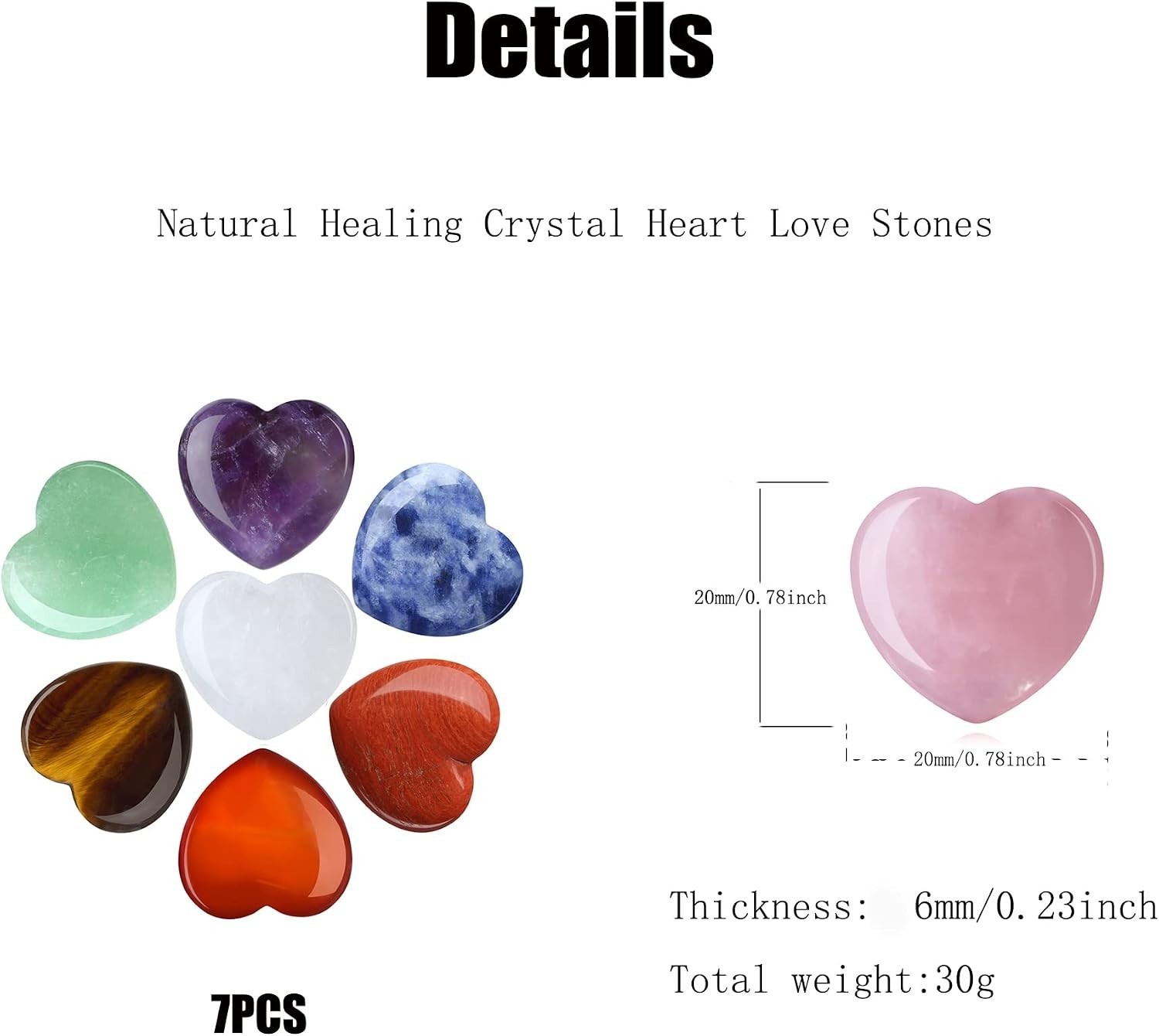 7 Chakra Love Stones Set – Polished Gemstones for Emotion & Balance 0.8 Inches