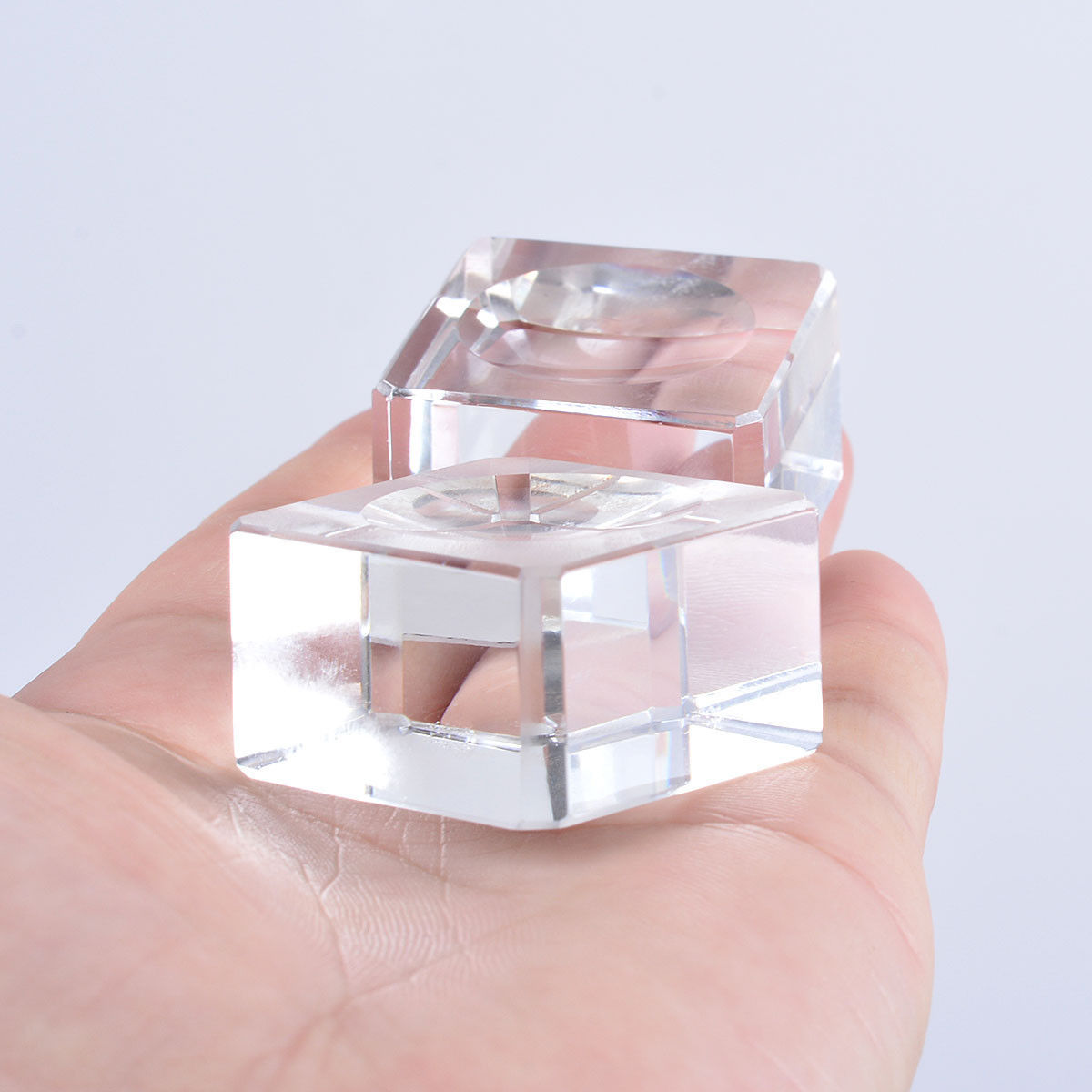 LONGWIN 2X Clear Crystal Display Egg Stands Ball Pedestal for 60-80mm Sphere