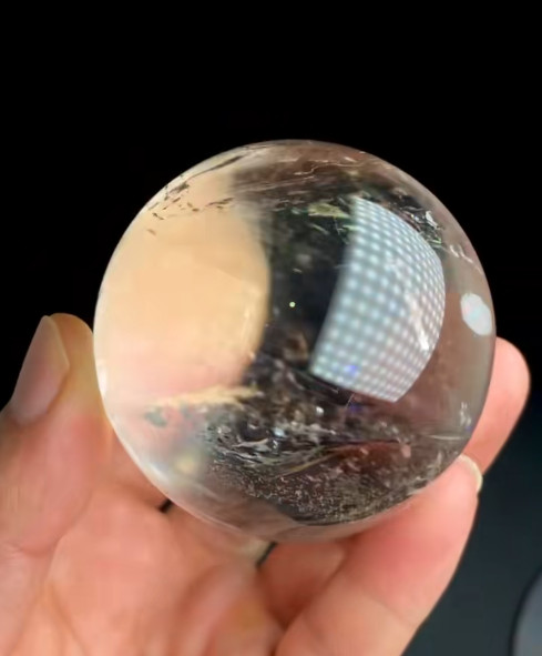 300g Natural Rainbow White Quartz Sphere Energy Crystal Ball Reiki Decor
