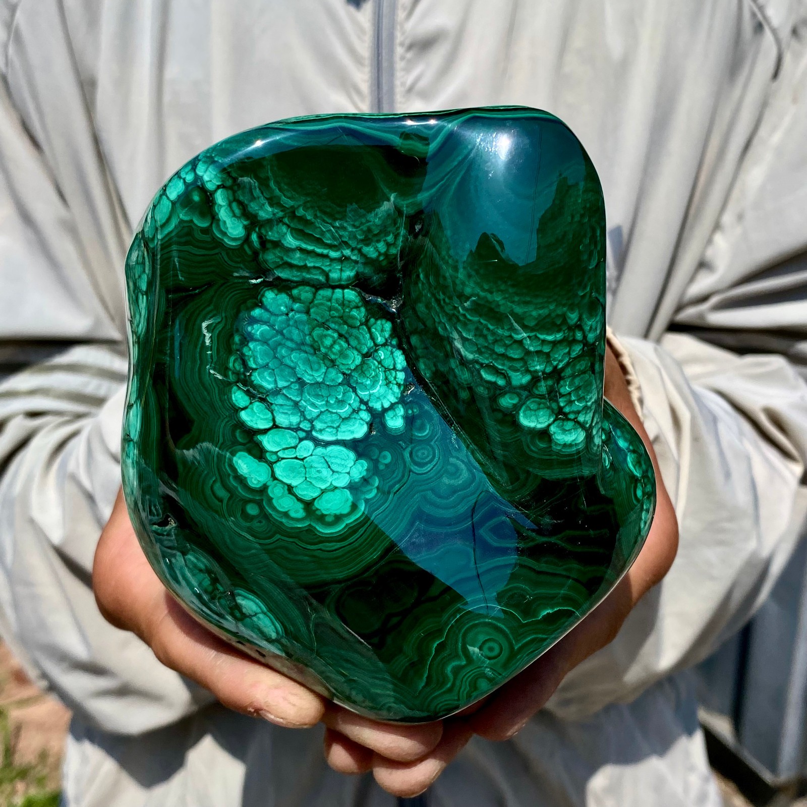 2.4LB Natural glossy Malachite transparent cluster rough mineral sample