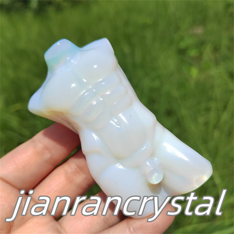 3″ Carved Opalite Male Model Quartz Crystal Skull Figure Statue Healing 1pc
