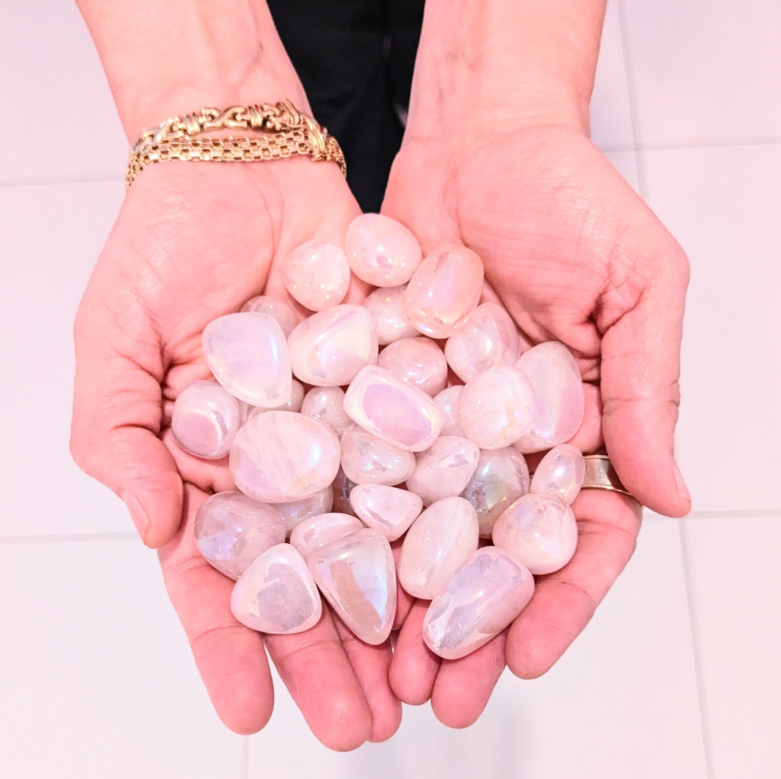 1/2 lb. Angel Aura Rose Quartz Angelic Guidance 22-25 Piece Bag