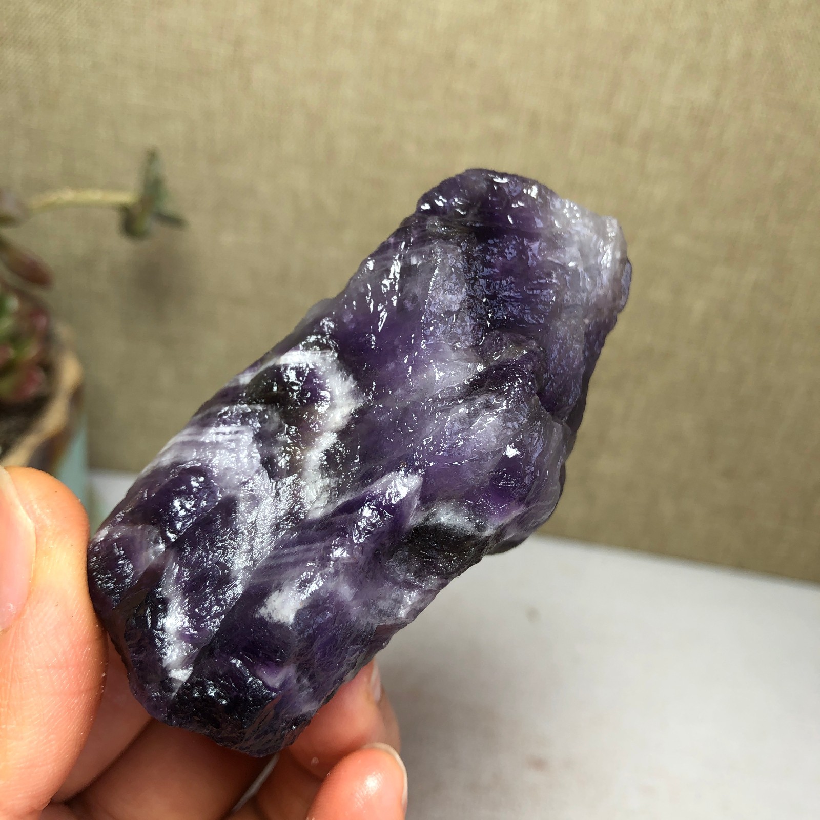 69mm Natural Dream Amethyst gemstone rough Crystal uncut specimens 111g A3815