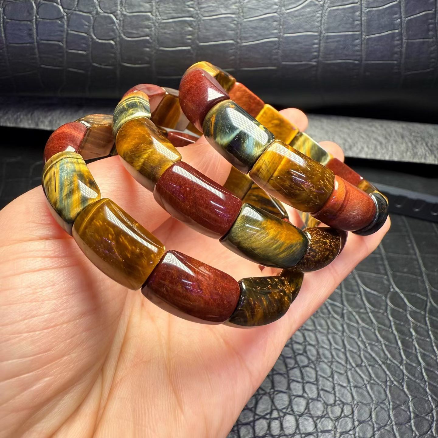 Natural Colourful Tiger’s Eyes Gemstone Balance Stretch Bracelet Healing 1pc