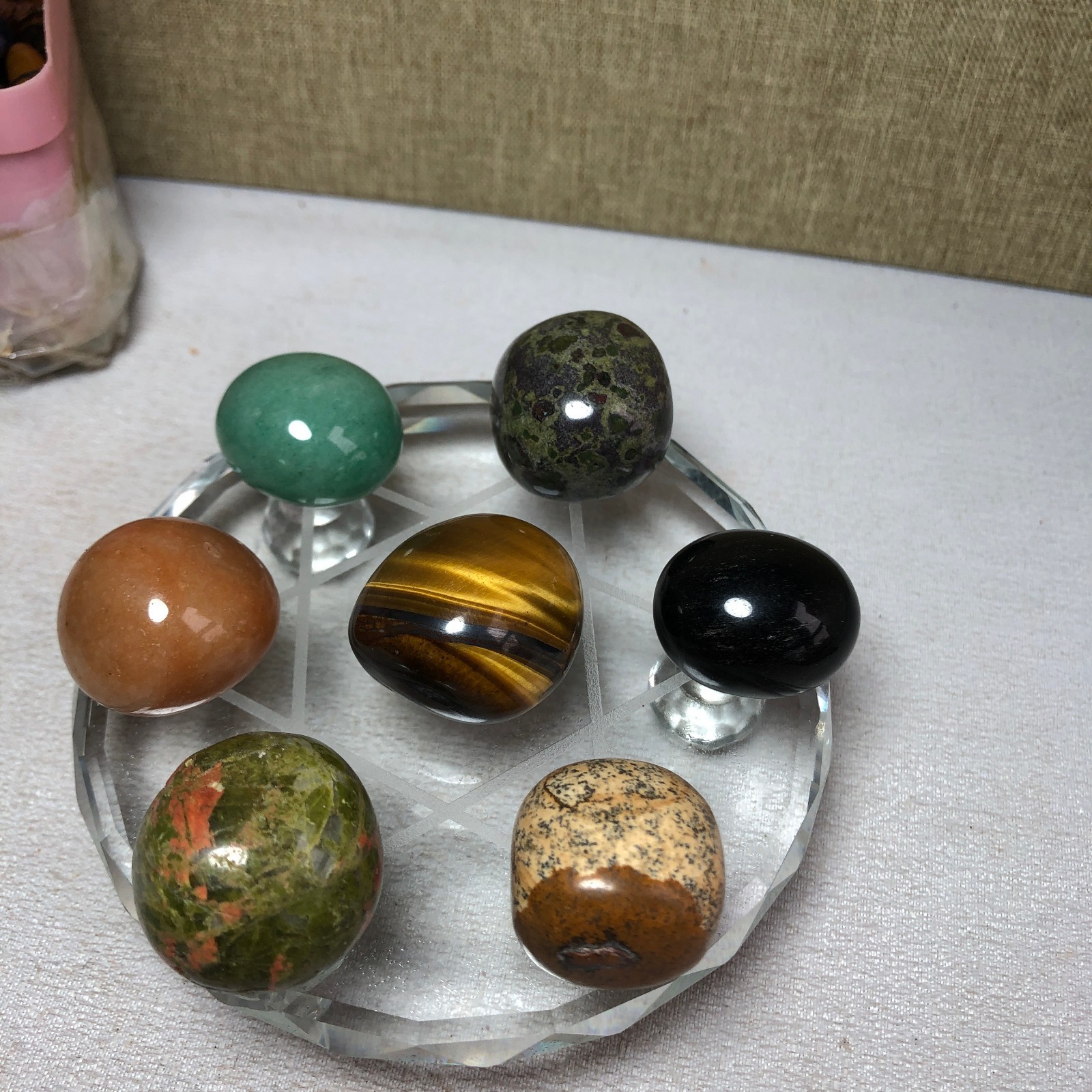 Natural seven different types of crystals Seven Star Array Specimen Base A3036
