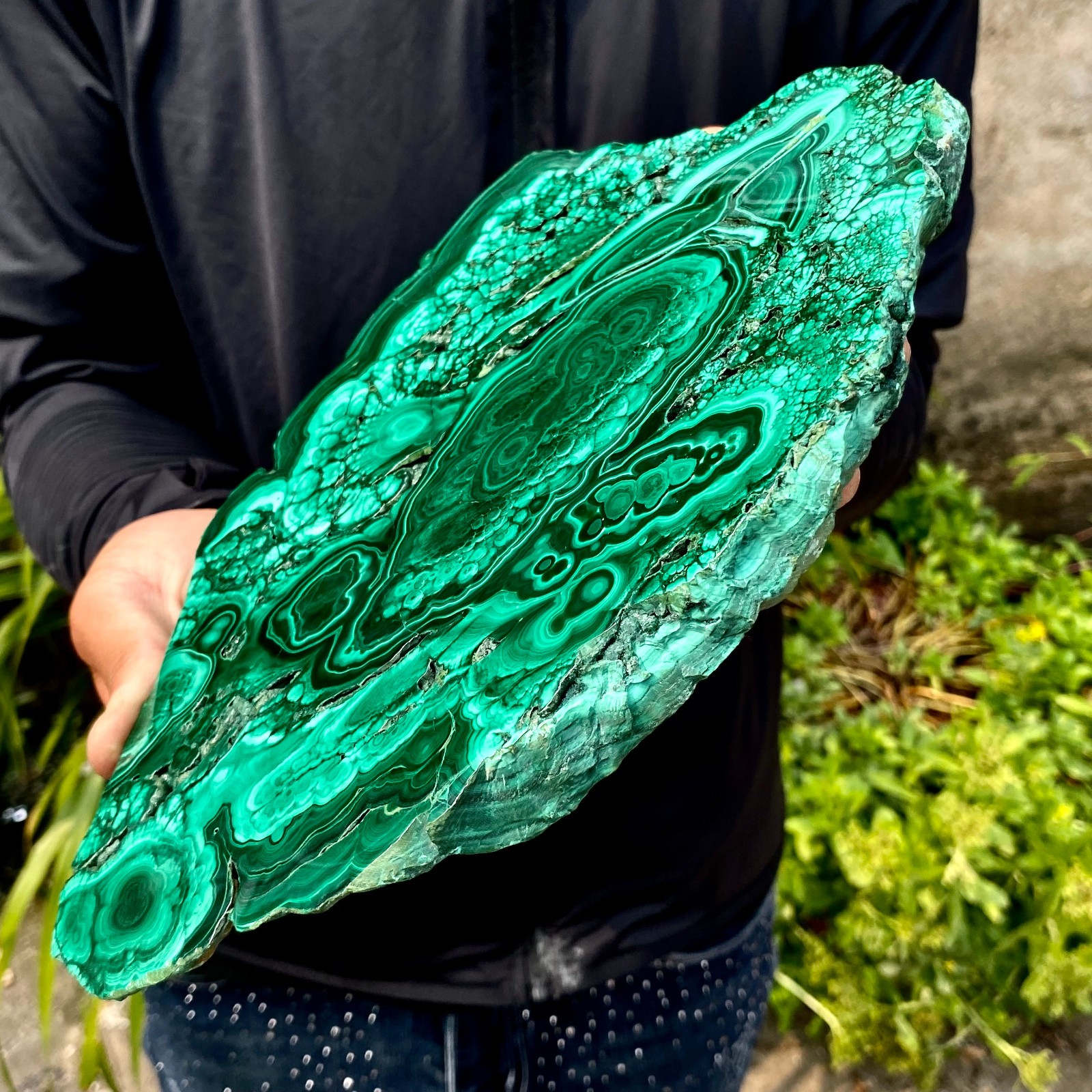 3.61LB Natural malachite slice quartz crystal luster mineral specimen