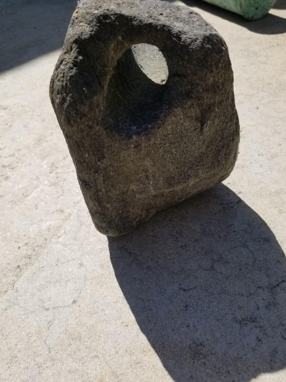 BIG HEAVY WEIRD NATURAL ROCK. LOOK! 9” X 6” HOLE IN ROCK
