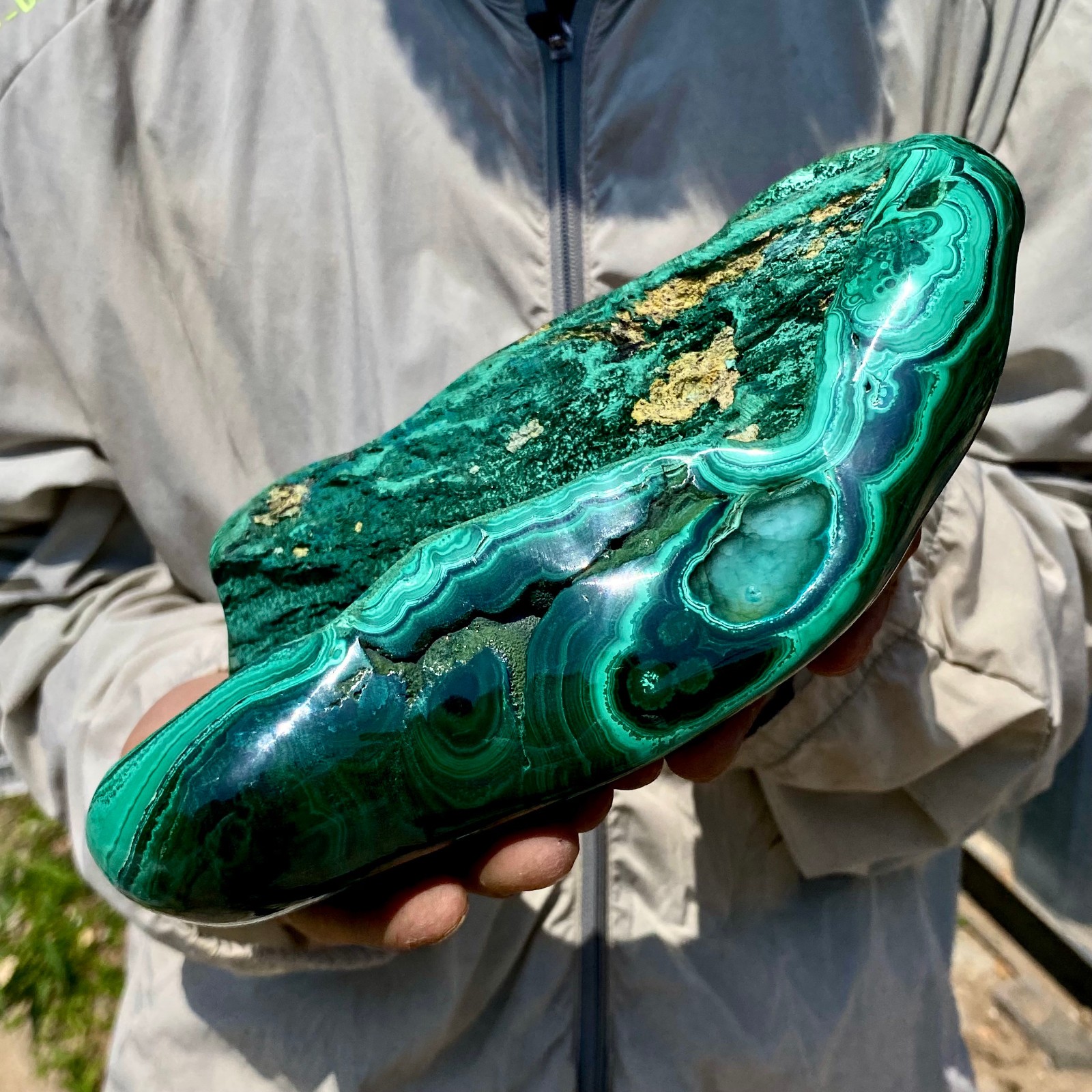 3.94LB Natural glossy Malachite transparent cluster rough mineral sample