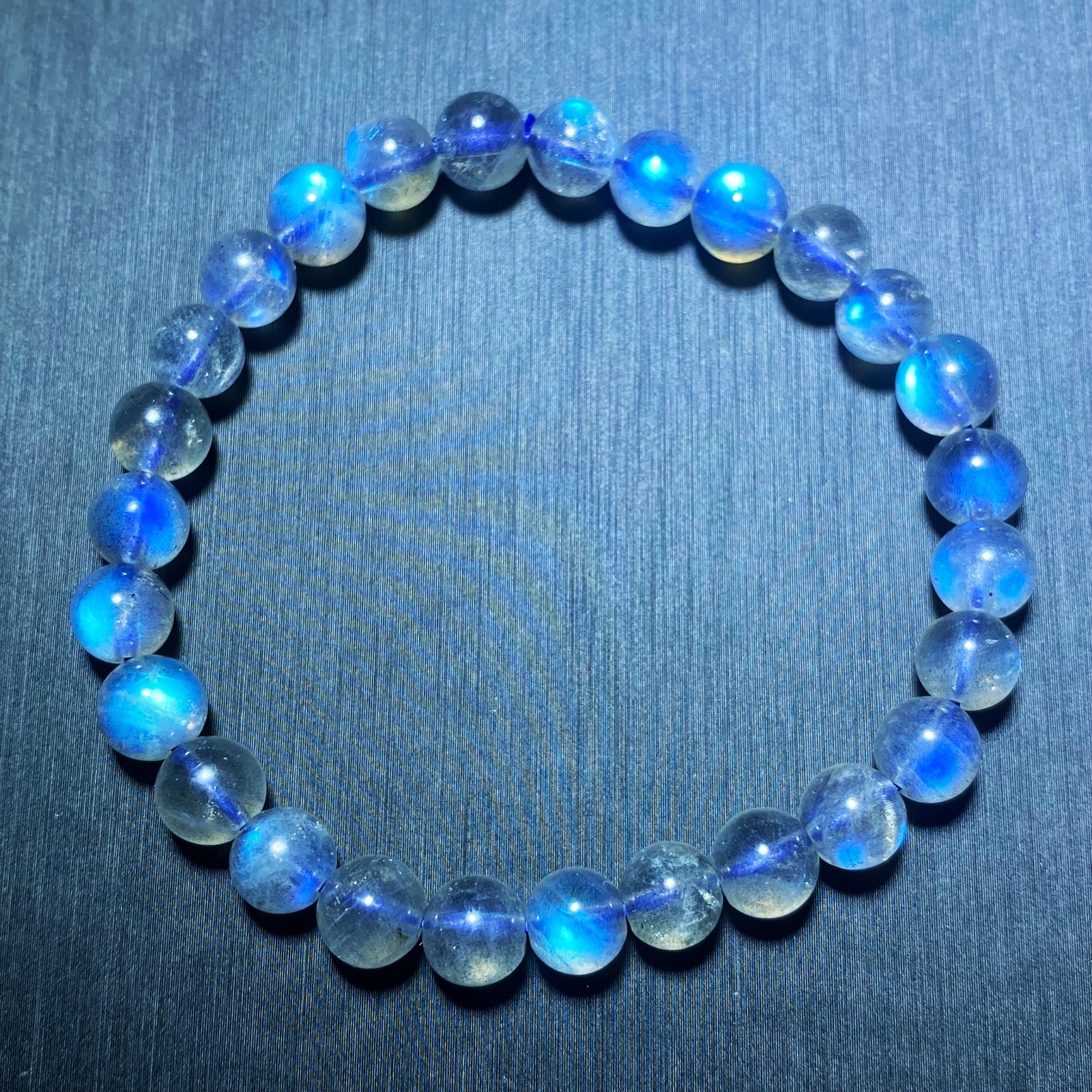 7mm Genuine Natural Labradorite Strong Blue Light Beads Bracelet AAA2440