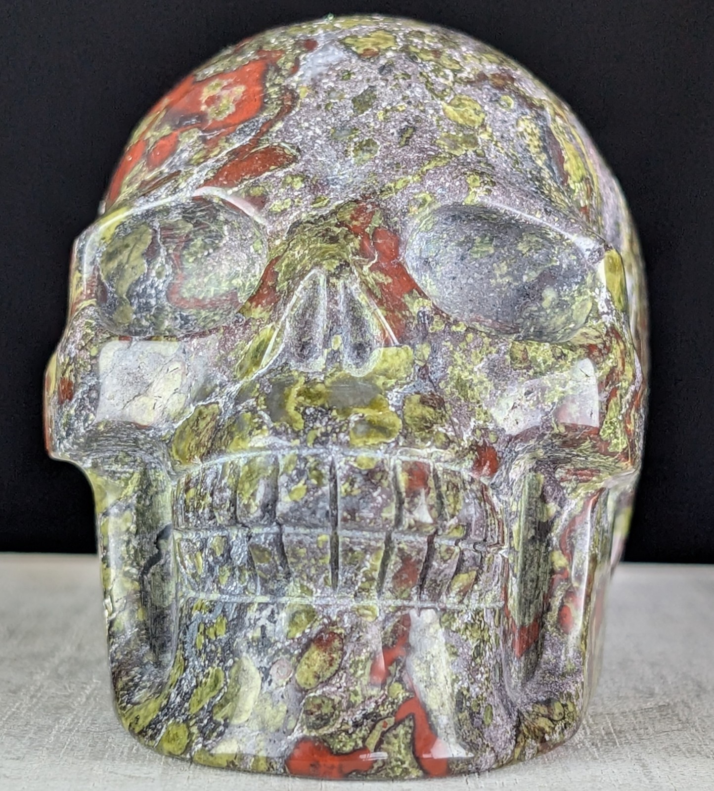 Dragon Blood Skull Carving Jasper Crystal Gemstone Large Chakra Reiki Mineral