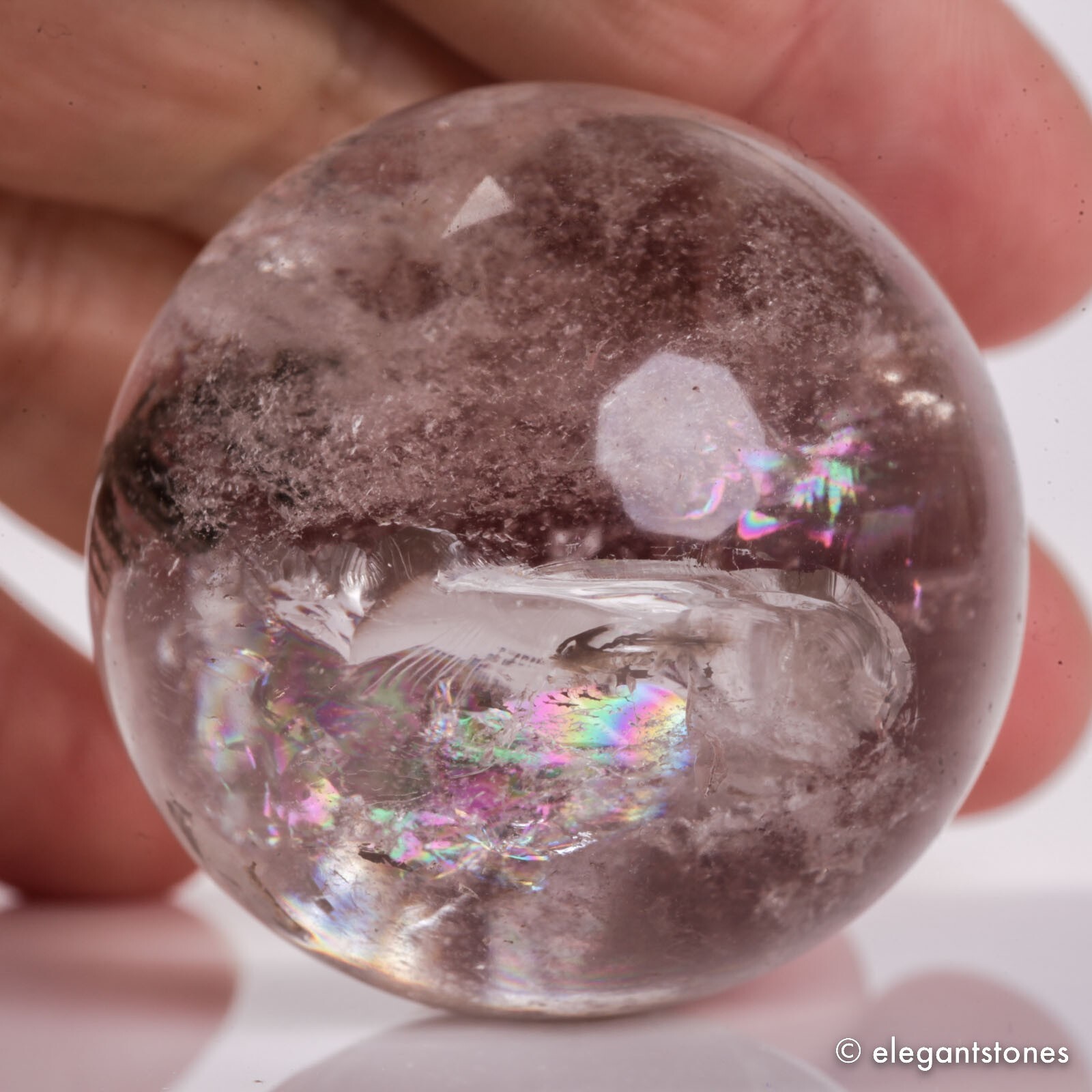 78g38mm Natural Garden/Phantom/Ghost/Lodolite Quartz Crystal Sphere Healing Ball