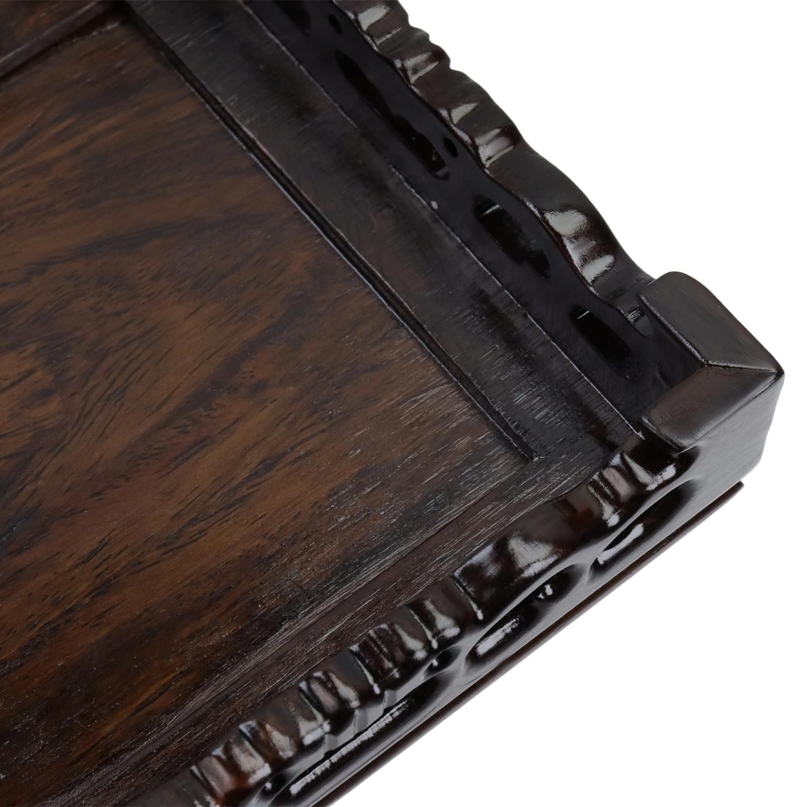 Oriental Ebony Wood Display Stand, 5.5 Inch Square Wooden Pedestal Base, Carv…