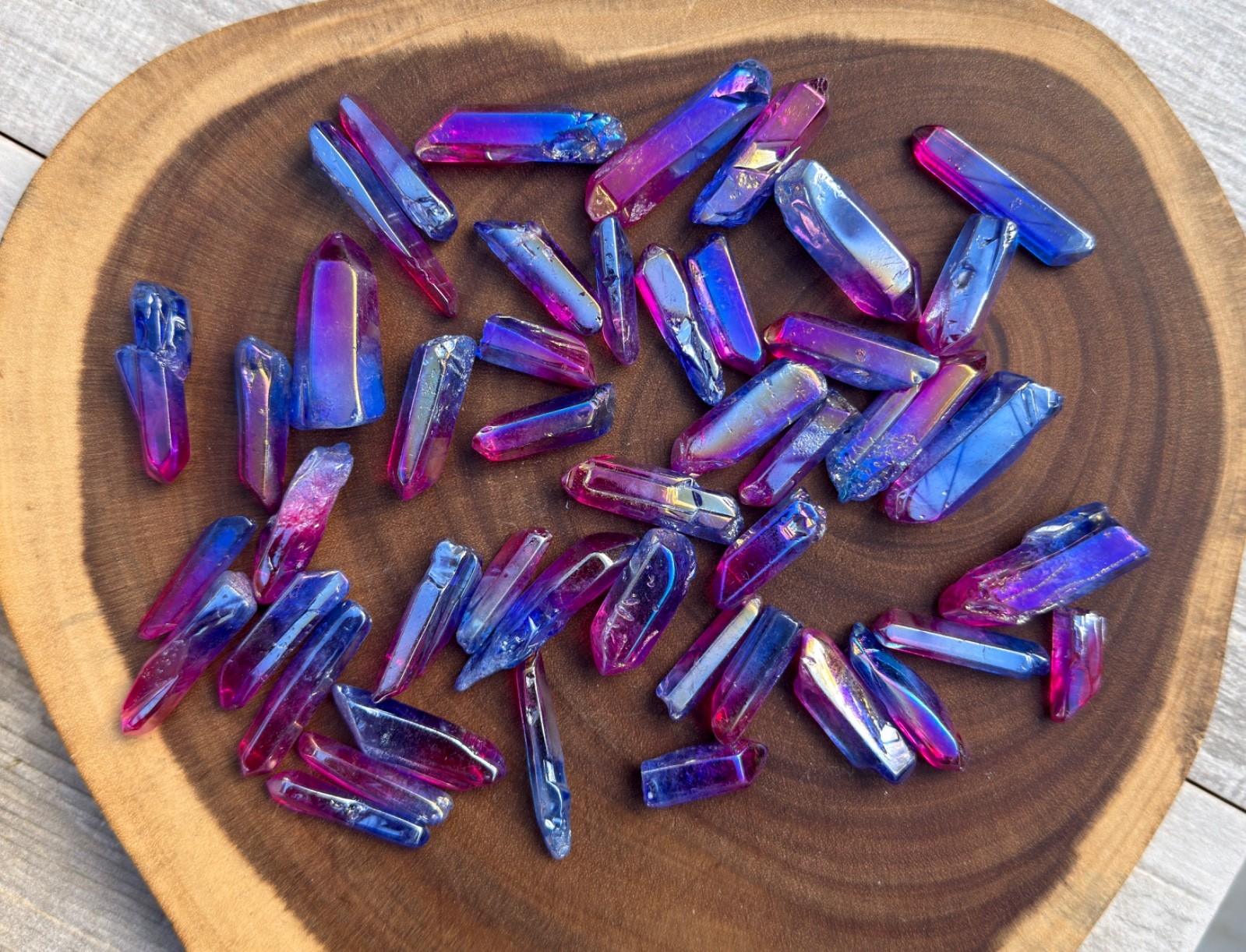 Wholesale Lot 1 Lbs Rainbow Aura Quartz Wand Tumble Crystal Nice Quality