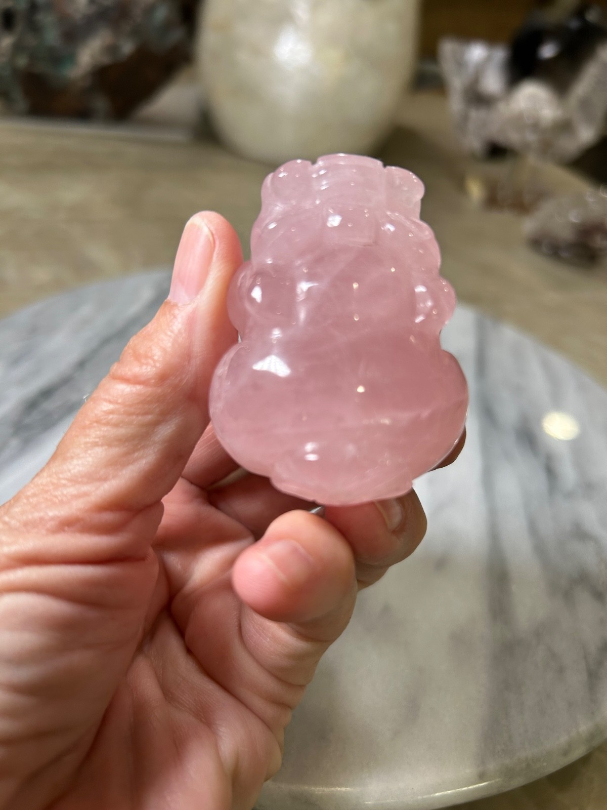 Rose Quartz Pixiu dragon Carving