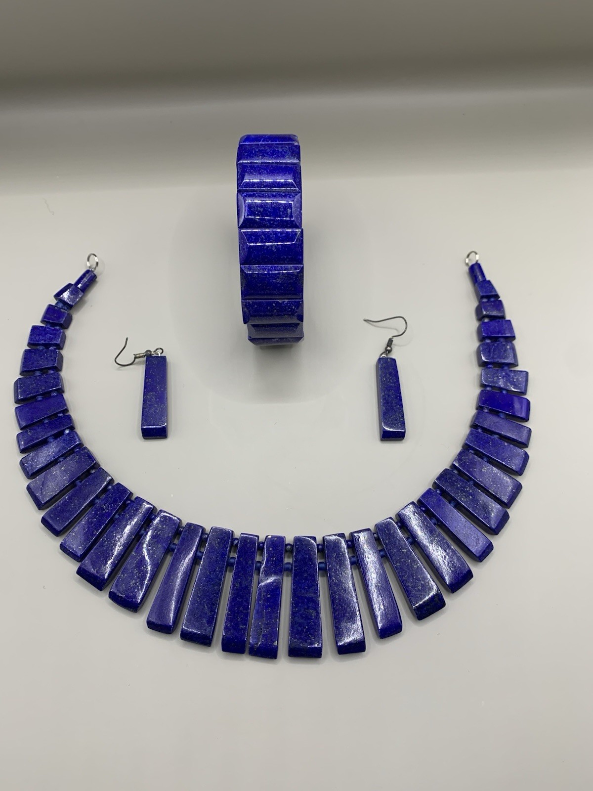 Natural Lapis Lazuli Handmade Jewelry Set Necklace Bracelet Earrings