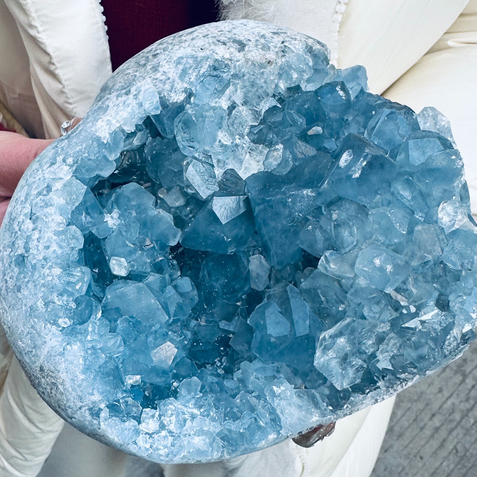 4LB natural blue celestite geode quartz crystal mineral specimen healing