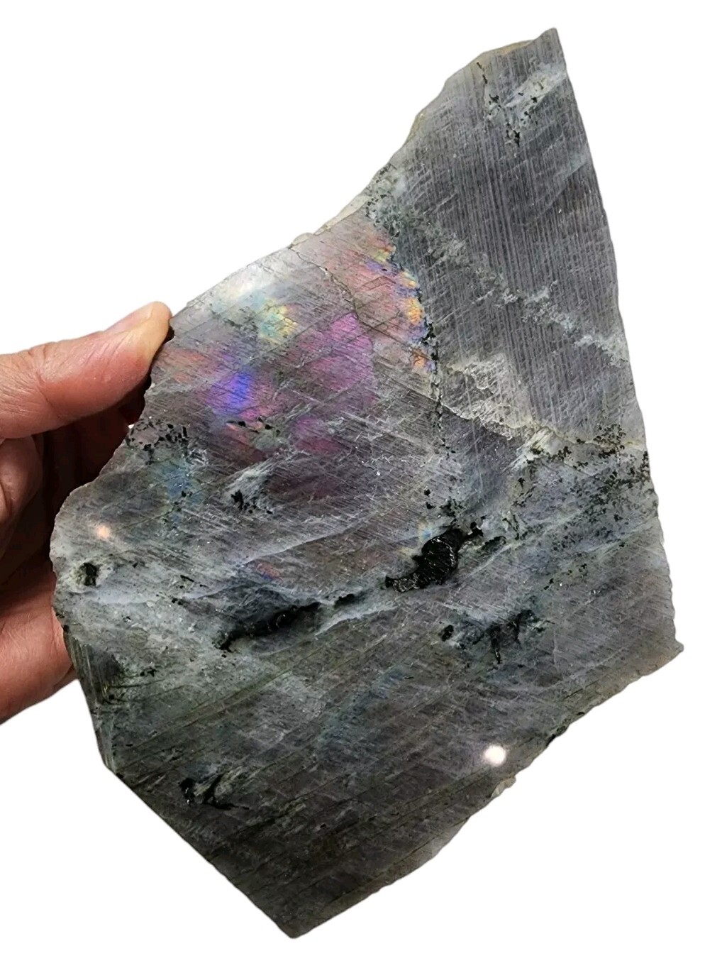 Rainbow Labradorite Polished Face Madagascar 1lb 8oz.