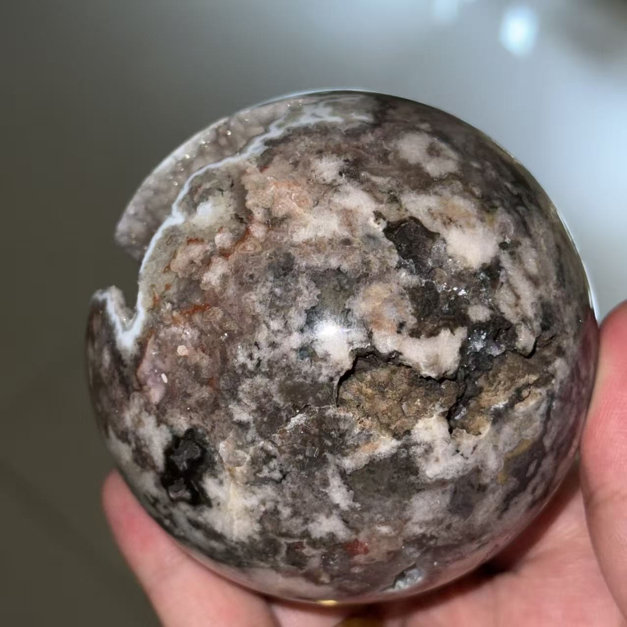 1.2LB 3″ A+Natural Moroccan Druzy Agate Sphere Crystal Geode Ball Healing Decor