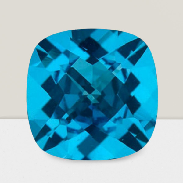 Blue Topaz Cushion Cut Gemstone 2 Cts – 8 mm Flawless Loose Gem