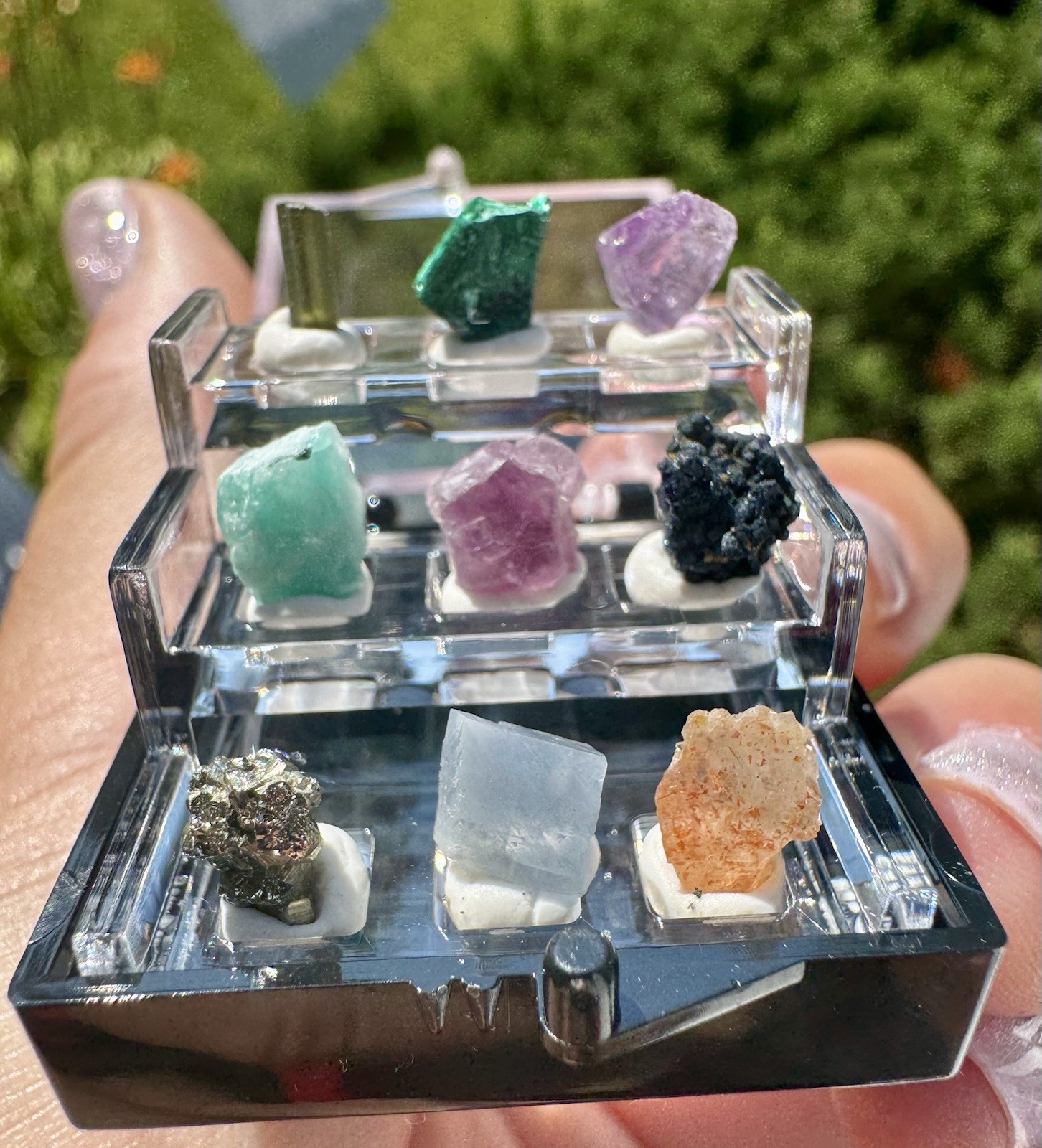 Collection If 9 Mini Specimens In Perky Box. See Stones In Description