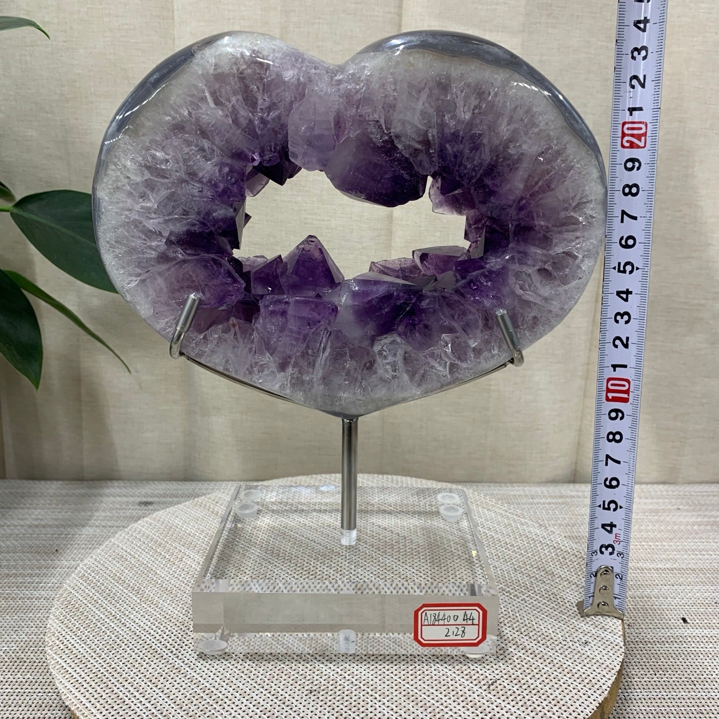5LB Purple Amethyst Agate Heart Carving Natural Crystal Ornament Home Gif+base
