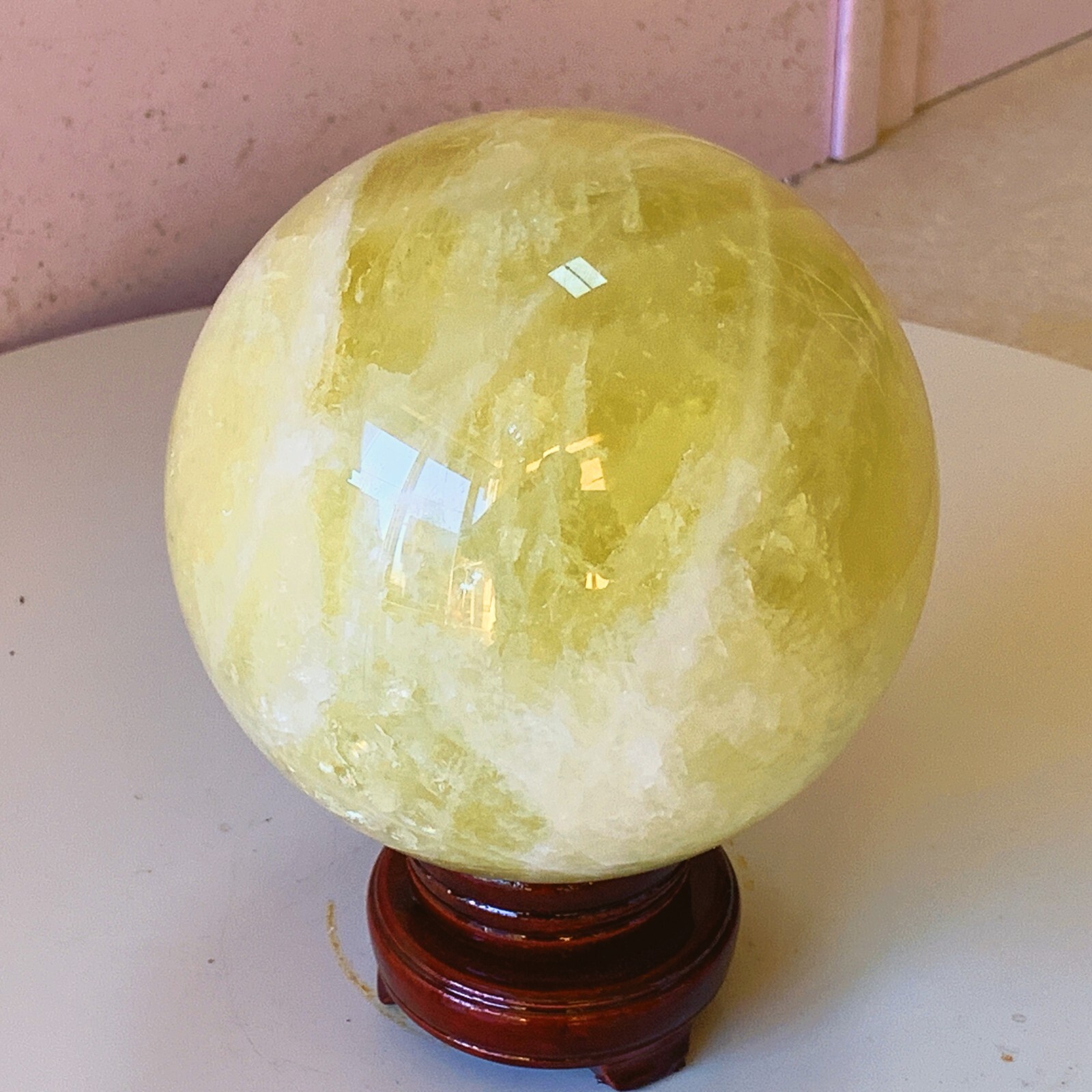 TOP 7.0LB Natural citrine Quartz Sphere Crystal globe Healing+stand YC11