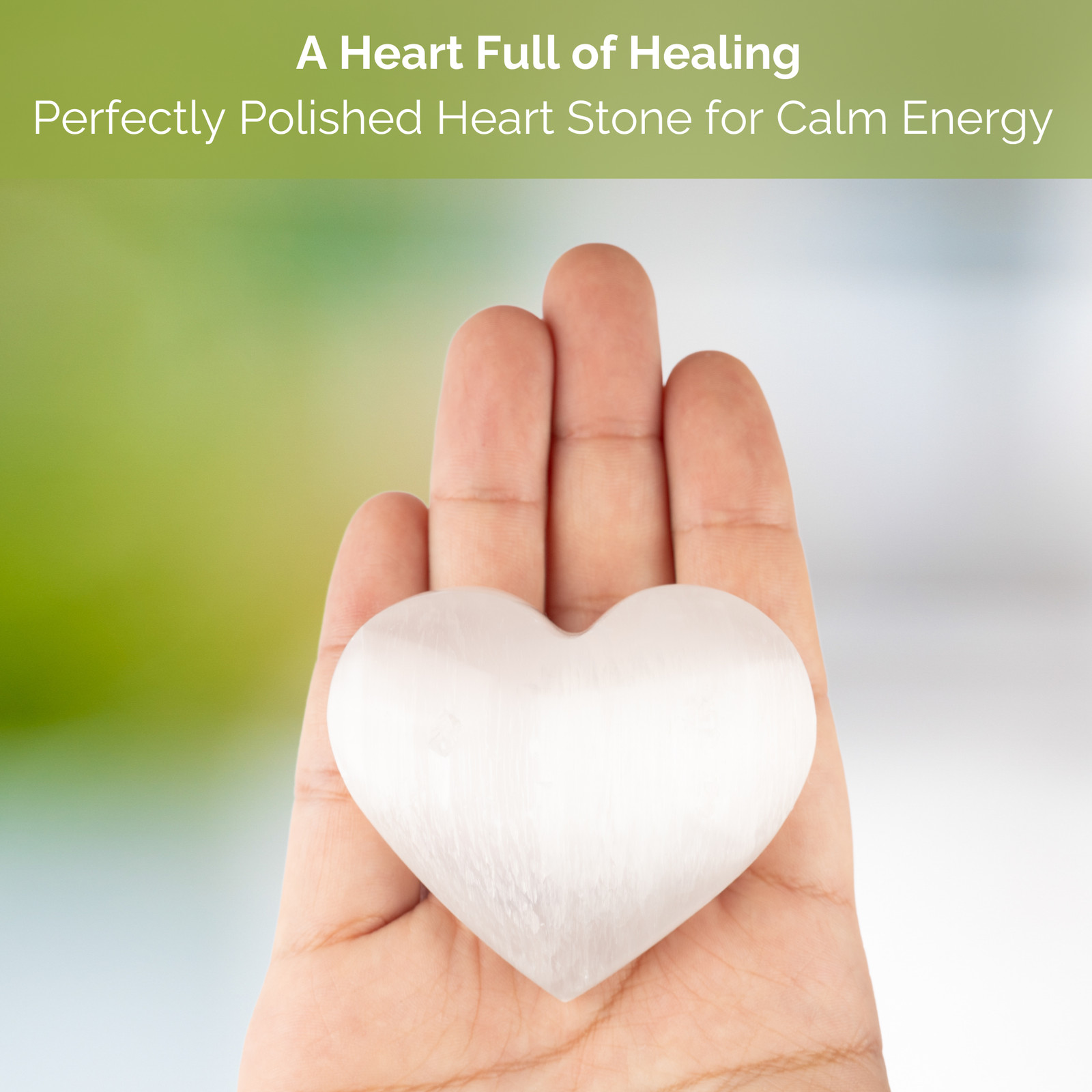 Selenite Crystal Heart Palm Stone, Polished Worry Stones, Fidget Stone, 2 pc Set