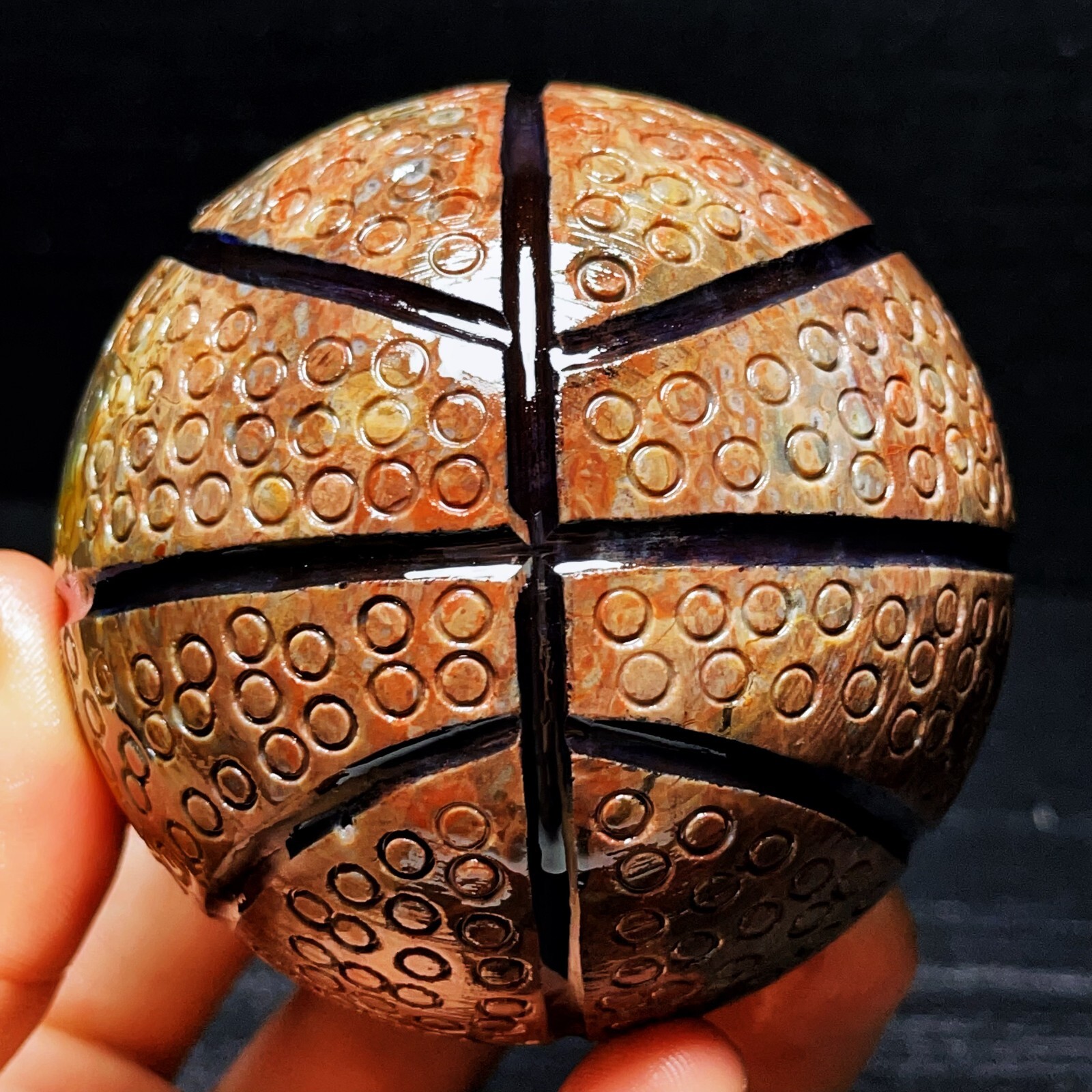 TOP 715G Natural Polished Basketball Agate Sphere Crystal Ball Healing L2314
