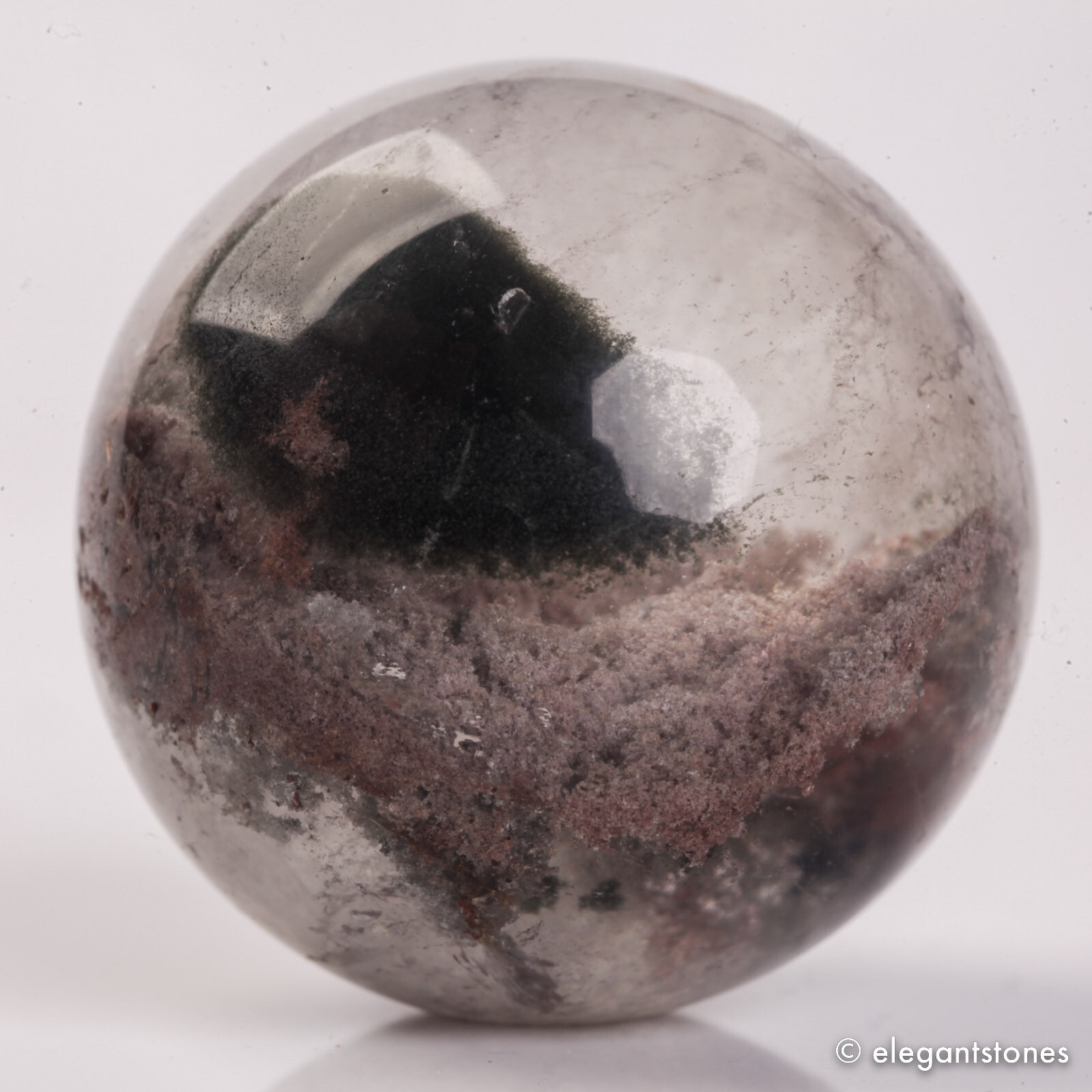 47g32mm Natural Garden/Phantom/Ghost/Lodolite Quartz Crystal Sphere Healing Ball